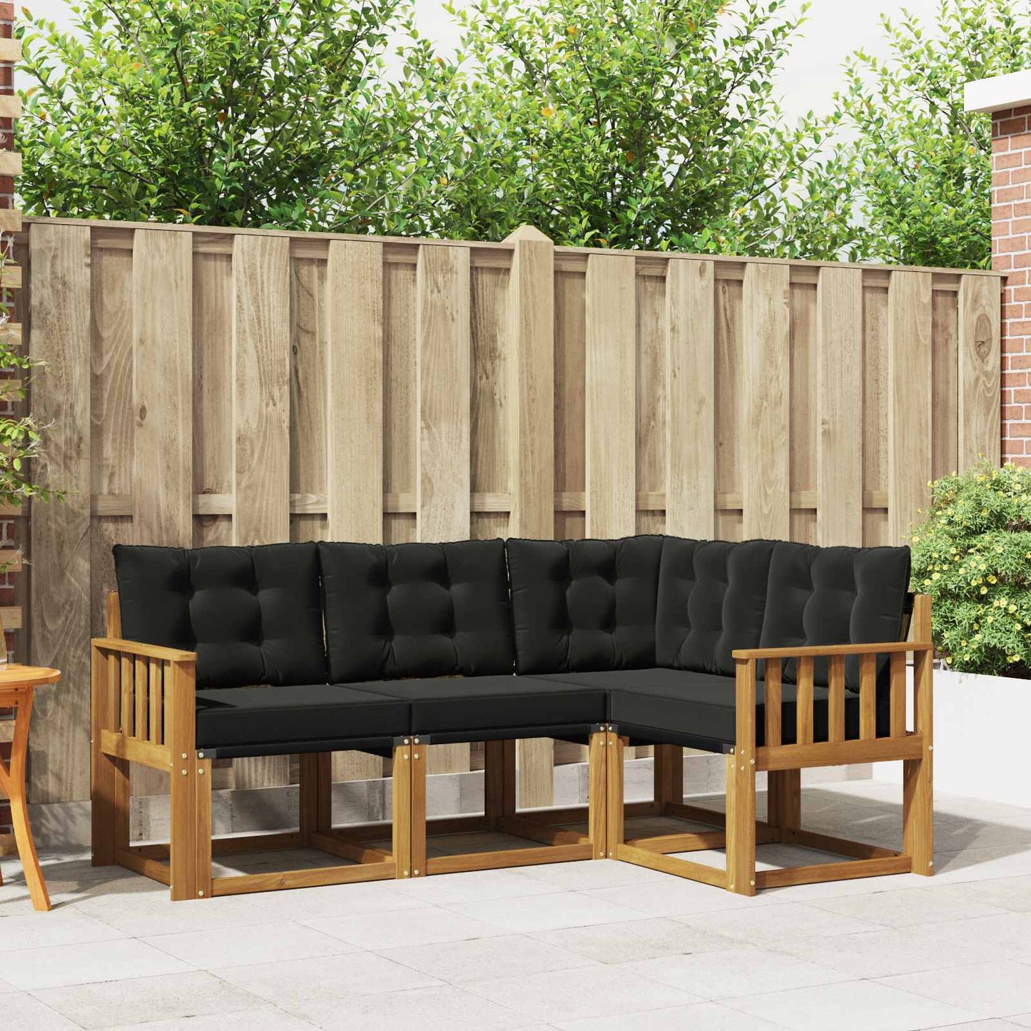 Outdoor-Sofagarnitur mit Kissen 4 pcs Natürlich und Schwarz