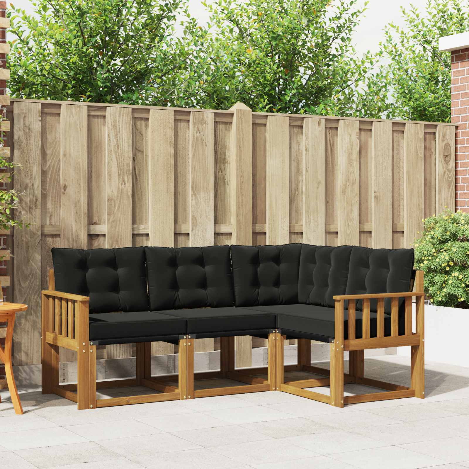 Outdoor-Sofagarnitur mit Kissen 4 pcs Natürlich und Schwarz