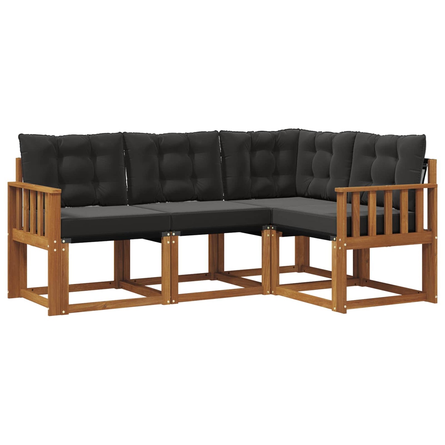 Outdoor-Sofagarnitur mit Kissen 4 pcs Natürlich und Schwarz