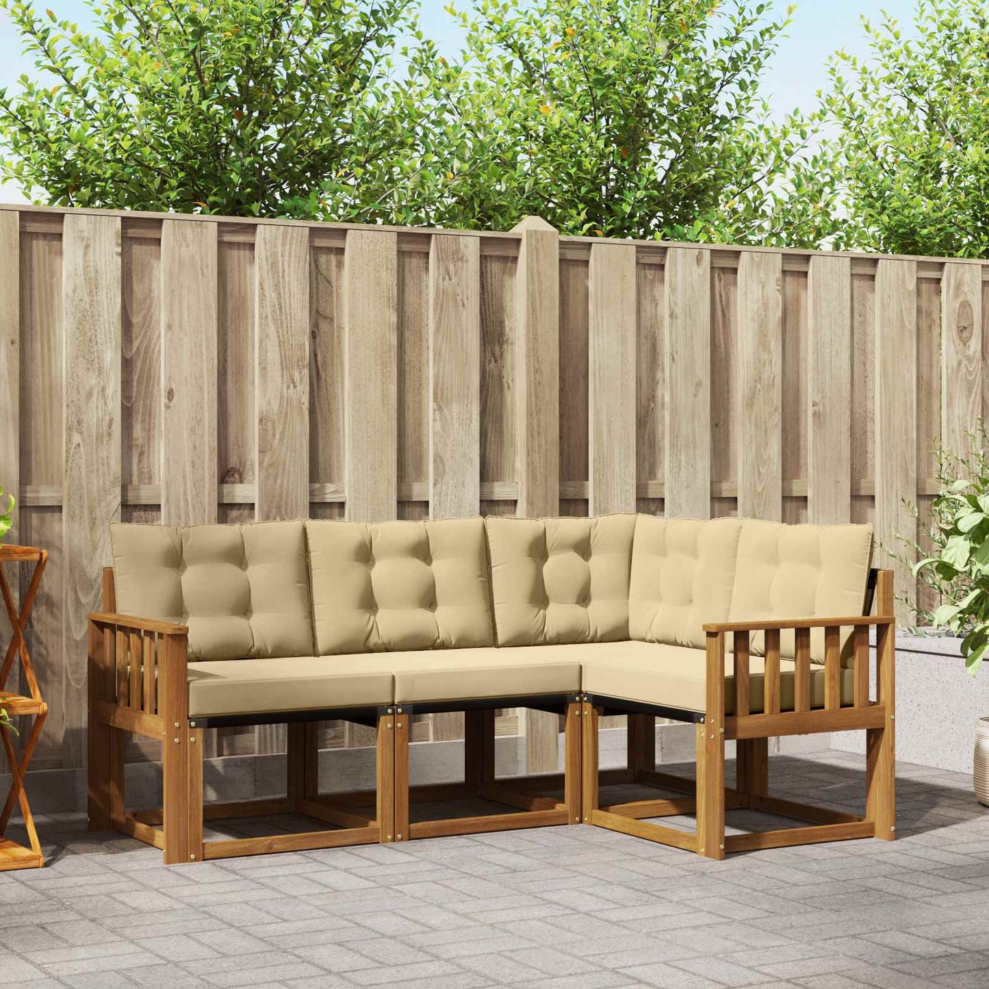 Outdoor-Sofagarnitur 4 stk. Natur und Beige