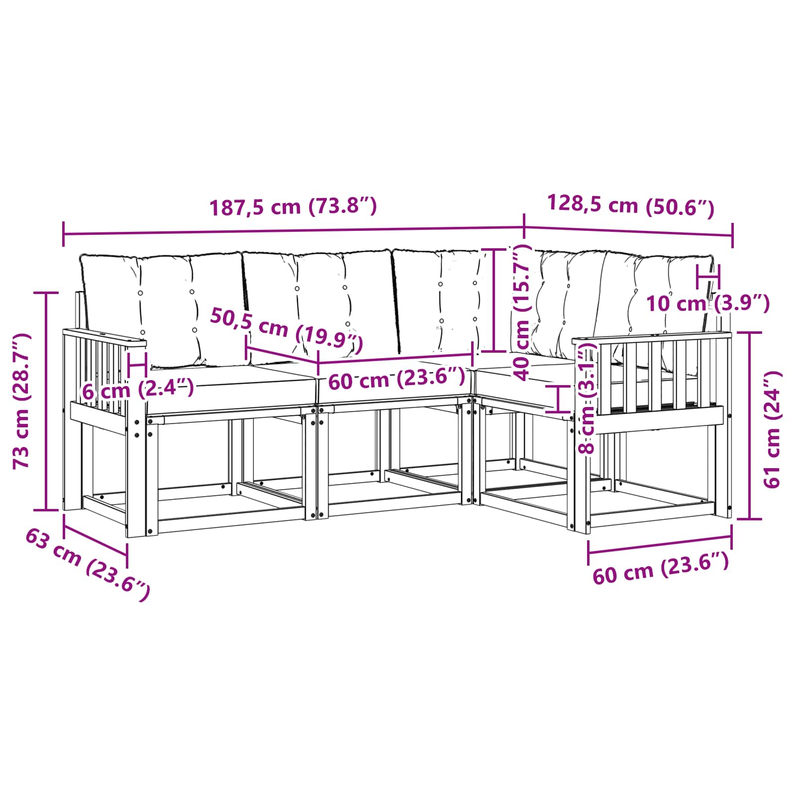Outdoor-Sofagarnitur 4 stk. Natur und Beige