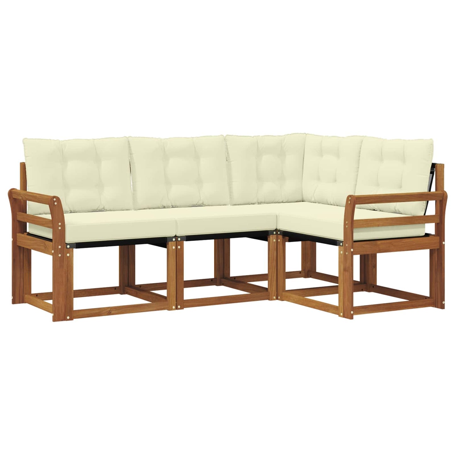 Outdoor-Sofagarnitur mit Kissen 4 pcs Natur und Creme