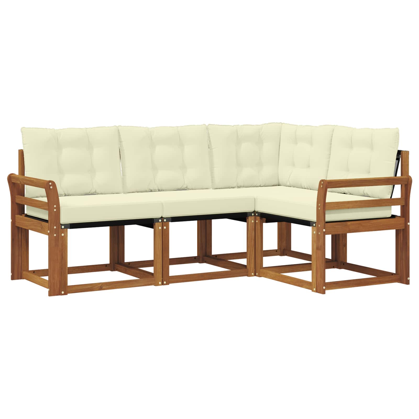 Outdoor-Sofagarnitur mit Kissen 4 pcs Natur und Creme