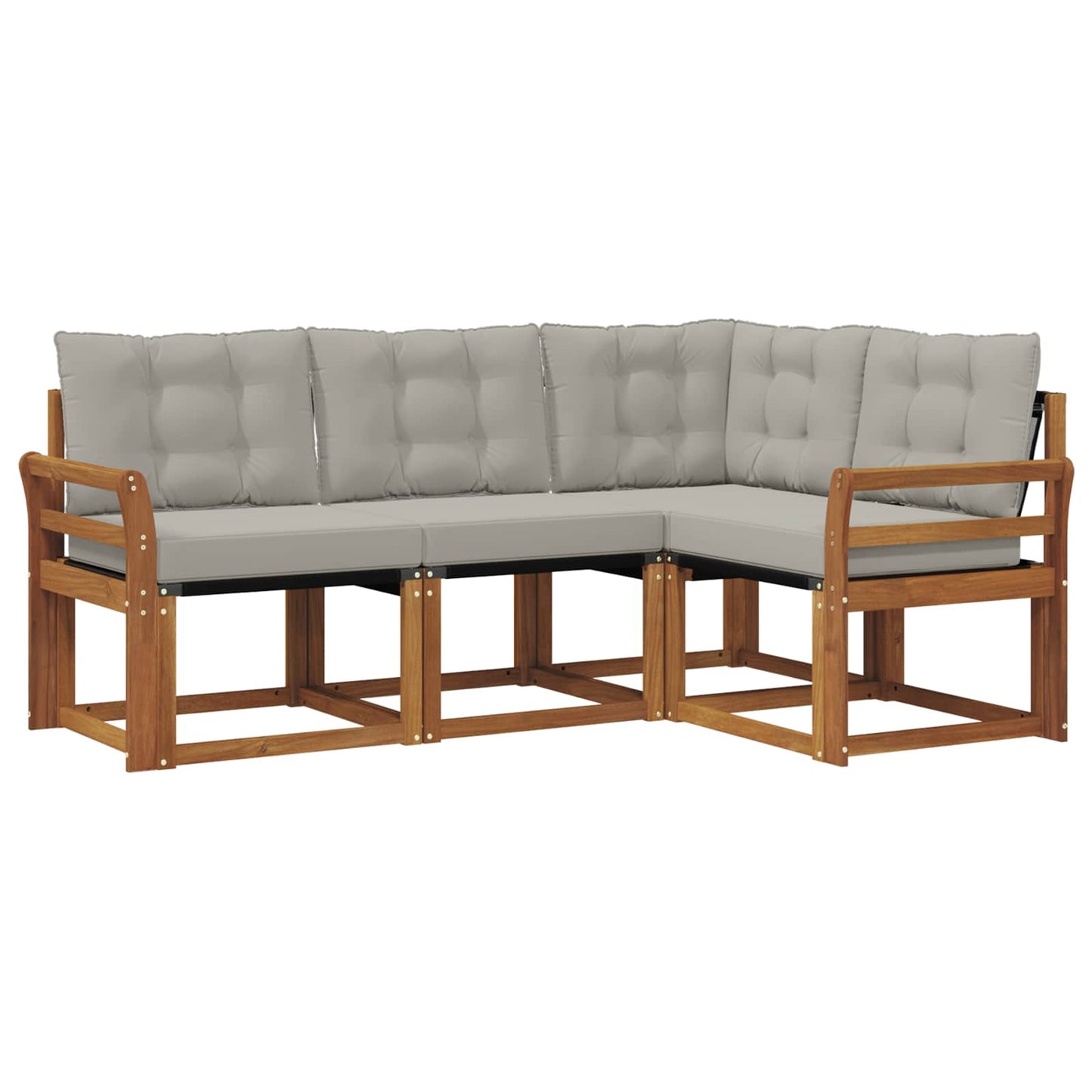 Outdoor-Sofagarnitur mit Kissen 4 pcs Natürlich und Hellgrau