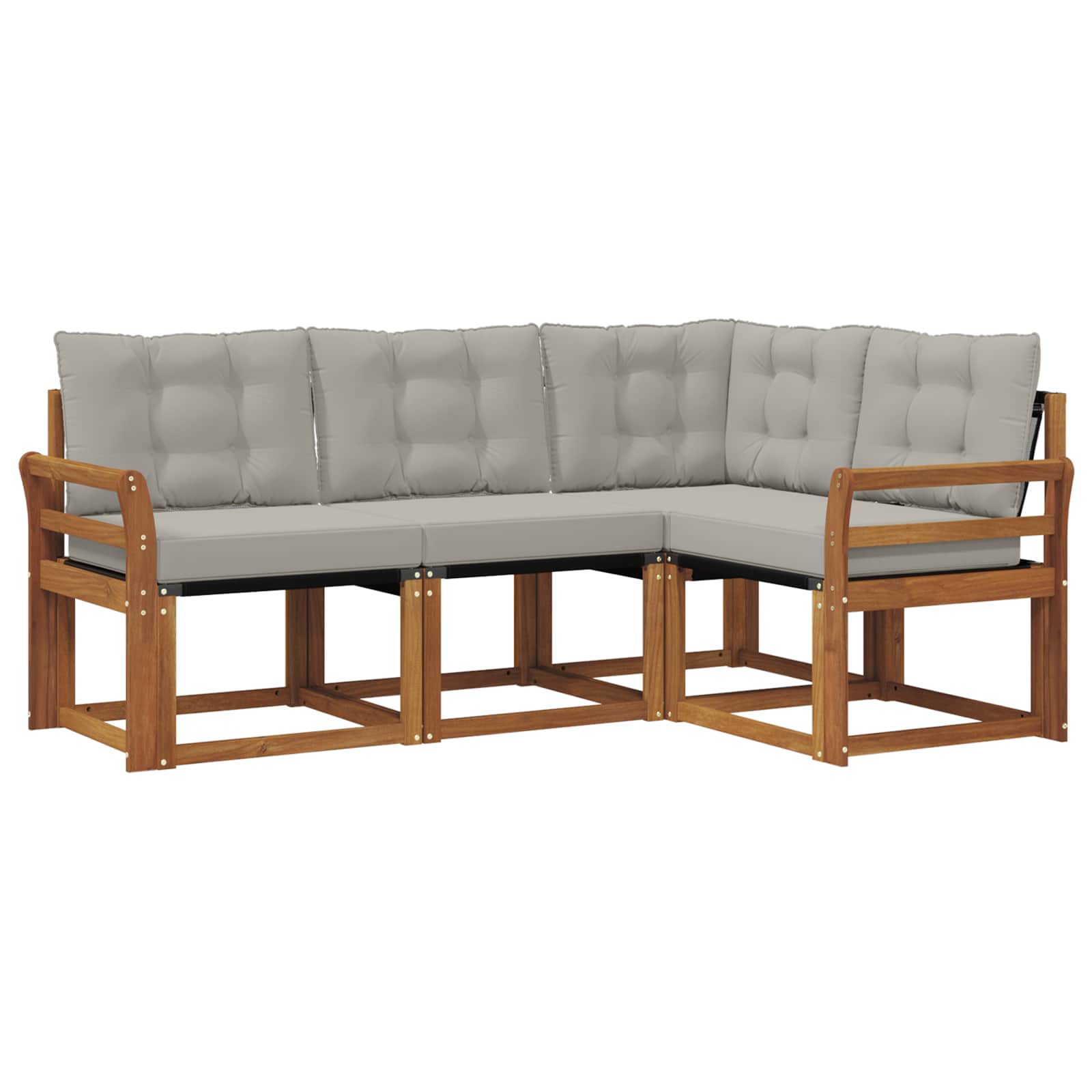 Outdoor-Sofagarnitur mit Kissen 4 pcs Natürlich und Hellgrau