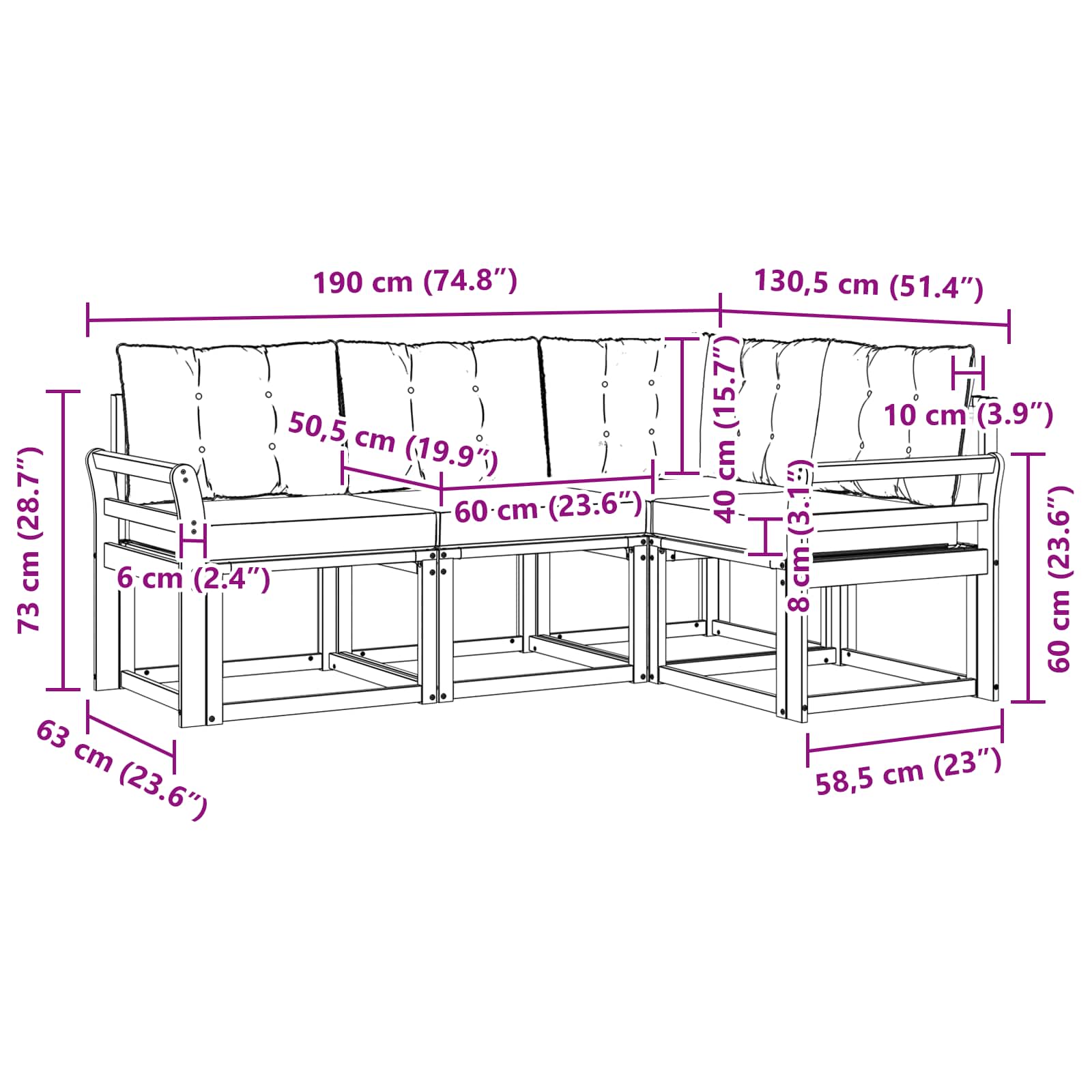 Outdoor-Sofagarnitur 4 stk. Natur und Beige
