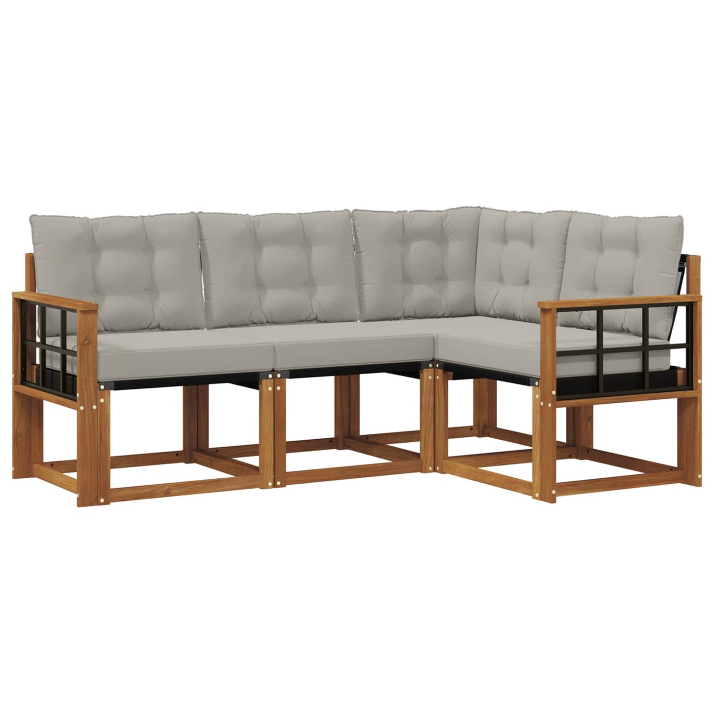 Outdoor-Sofagarnitur mit Kissen 4 pcs Natürlich und Hellgrau