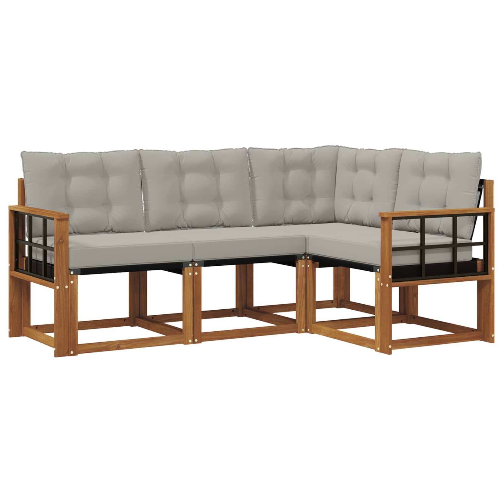 Outdoor-Sofagarnitur mit Kissen 4 pcs Natürlich und Hellgrau