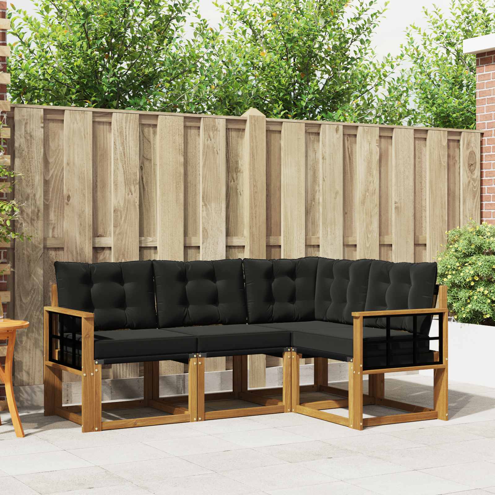 Outdoor-Sofagarnitur mit Kissen 4 pcs Natürlich und Schwarz