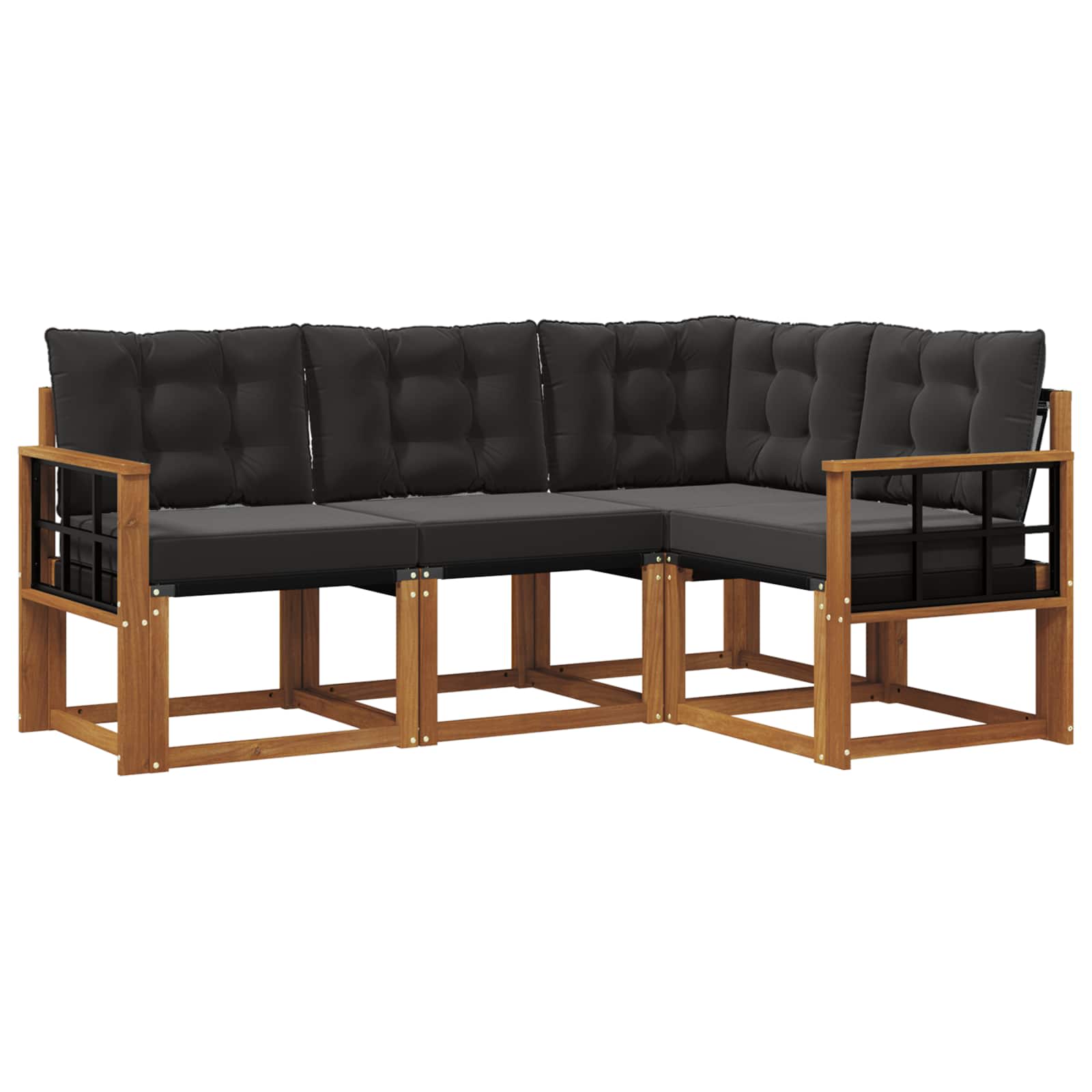 Outdoor-Sofagarnitur mit Kissen 4 pcs Natürlich und Schwarz