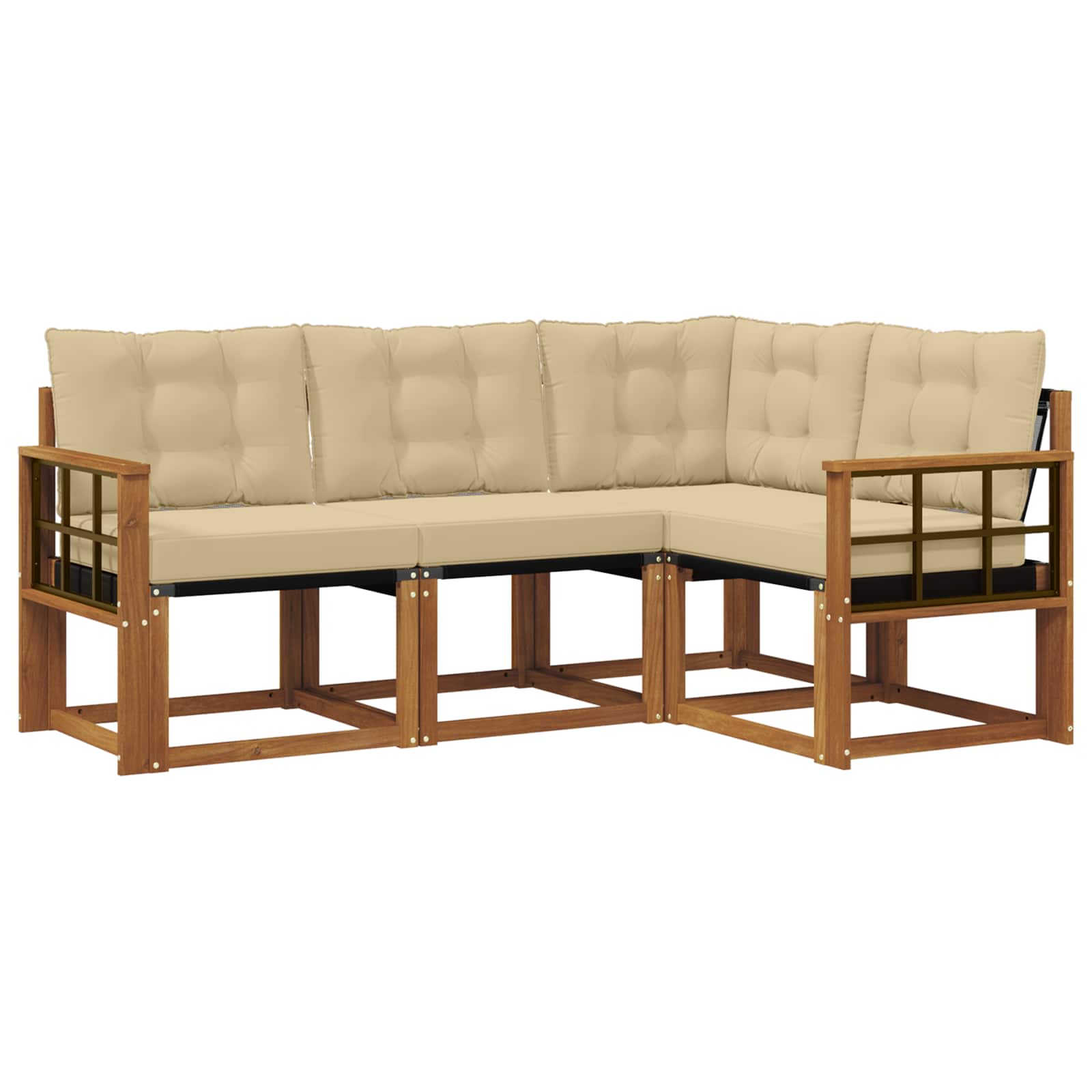 Outdoor-Sofagarnitur 4 stk. Natur und Beige
