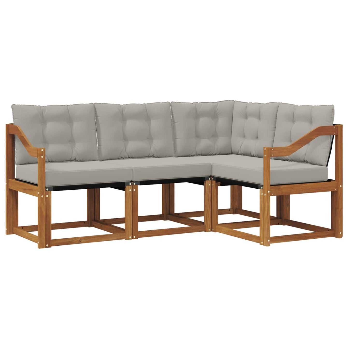 Outdoor-Sofagarnitur mit Kissen 4 pcs Natürlich und Hellgrau