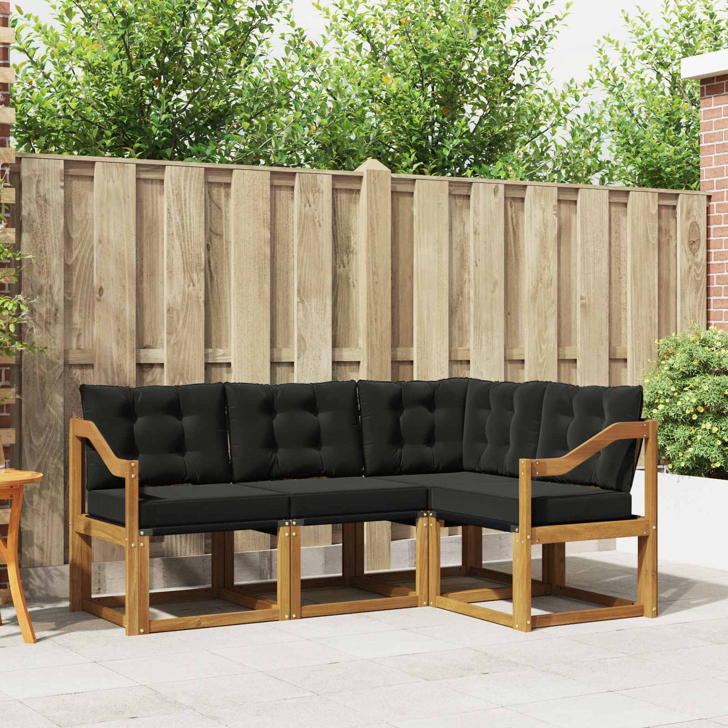 Outdoor-Sofagarnitur mit Kissen 4 pcs Natürlich und Schwarz