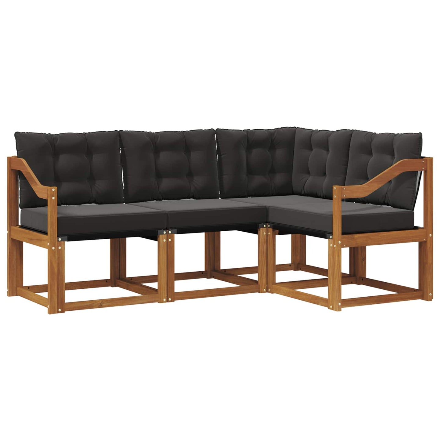 Outdoor-Sofagarnitur mit Kissen 4 pcs Natürlich und Schwarz