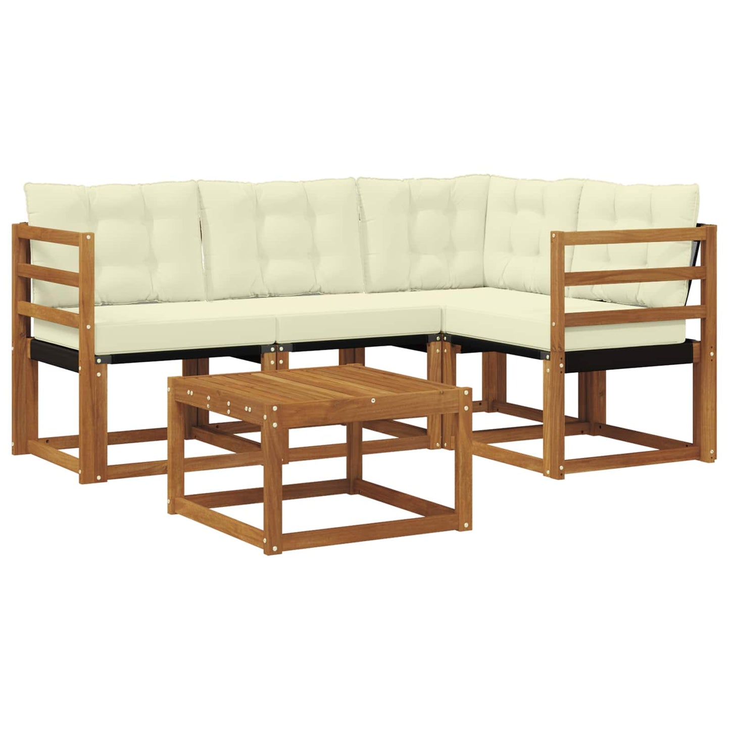 Outdoor-Sofagarnitur mit Kissen 5 pcs Natur und Creme