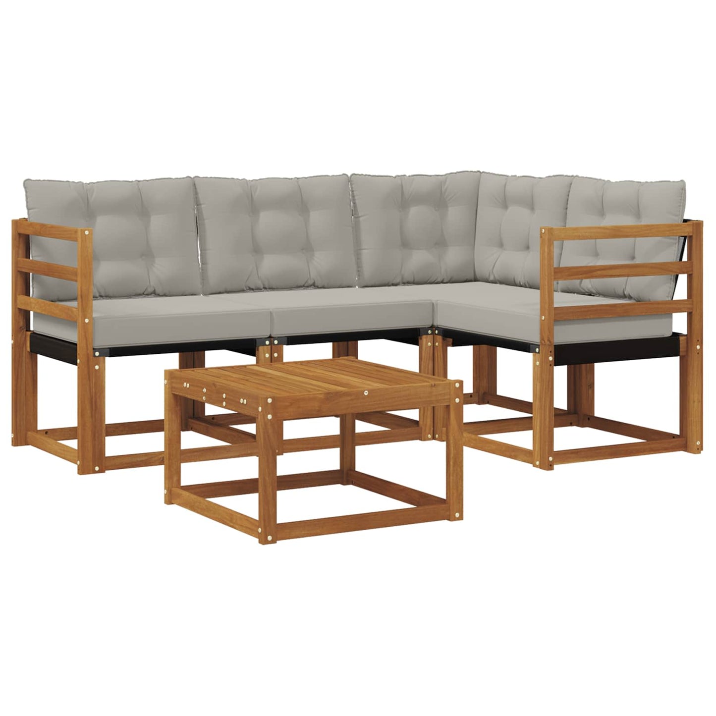 Outdoor-Sofagarnitur mit Kissen 5 pcs Natürlich und Hellgrau