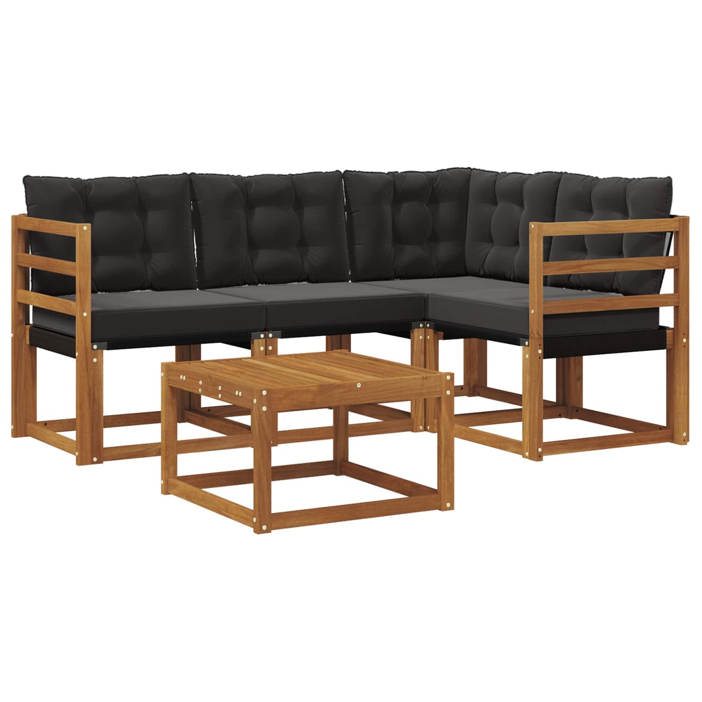Outdoor-Sofagarnitur 5 pcs Natürlich und Schwarz