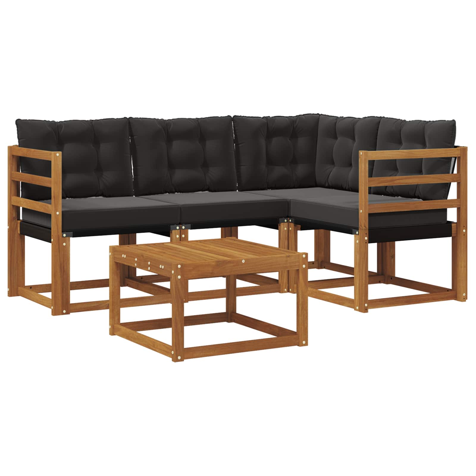 Outdoor-Sofagarnitur 5 pcs Natürlich und Schwarz