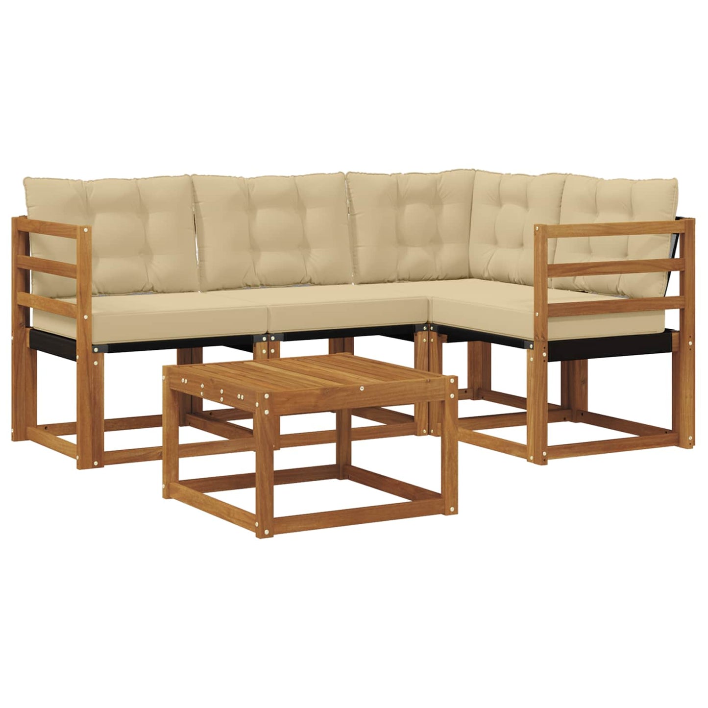 Outdoor-Sofagarnitur mit Kissen 5 pcs Natur und Beige