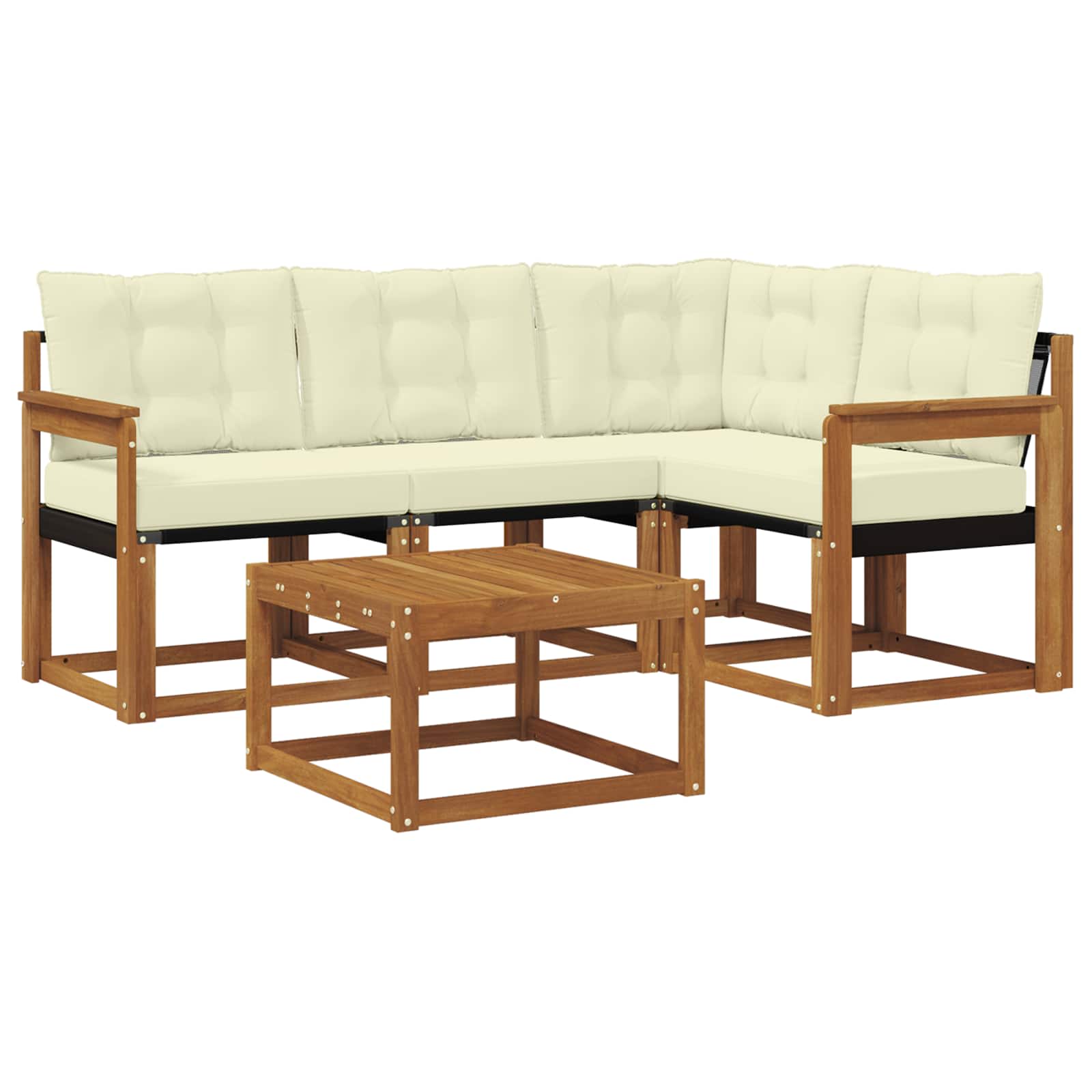 Outdoor-Sofagarnitur mit Kissen 5 pcs Natur und Creme