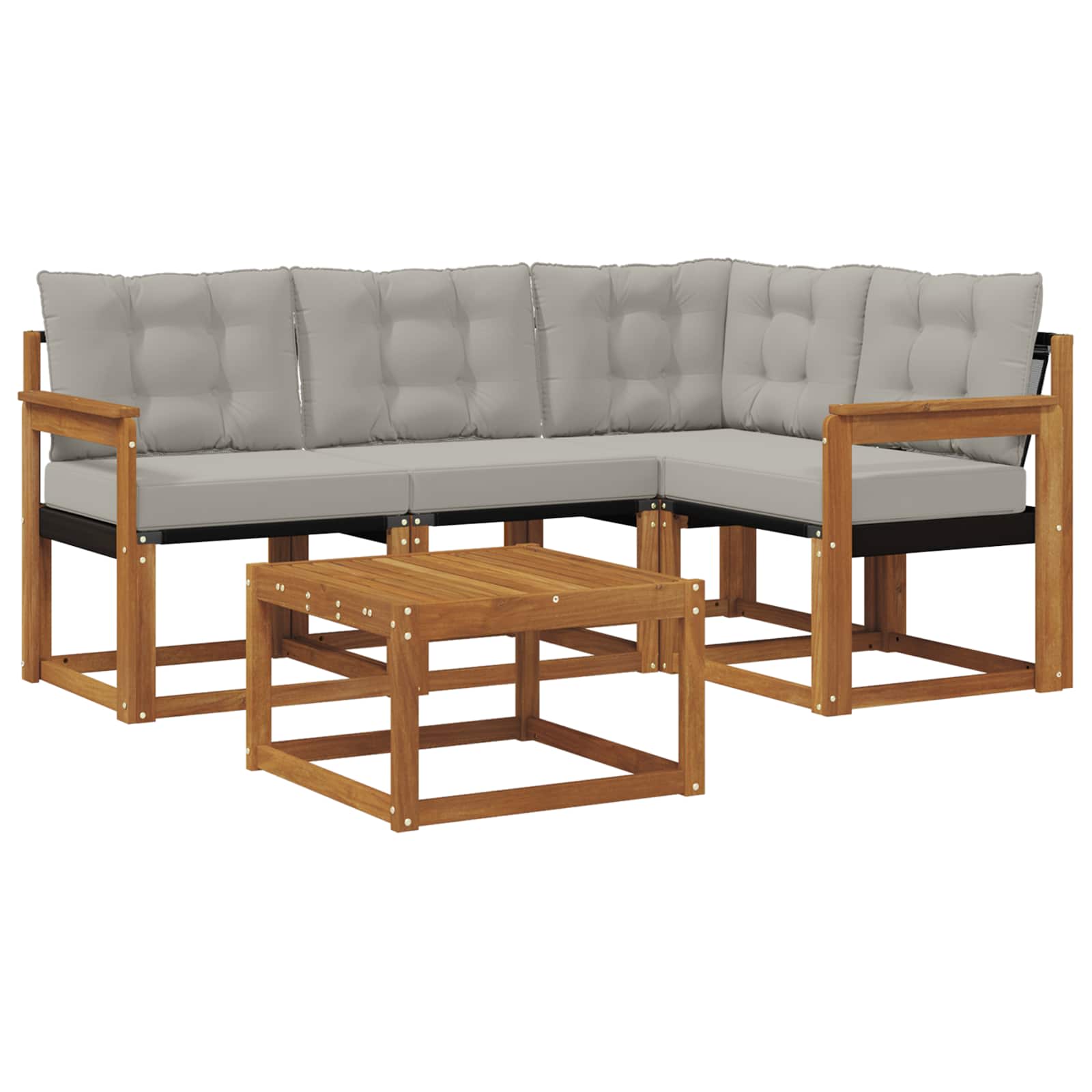 Outdoor-Sofagarnitur mit Kissen 5 pcs Natürlich und Hellgrau