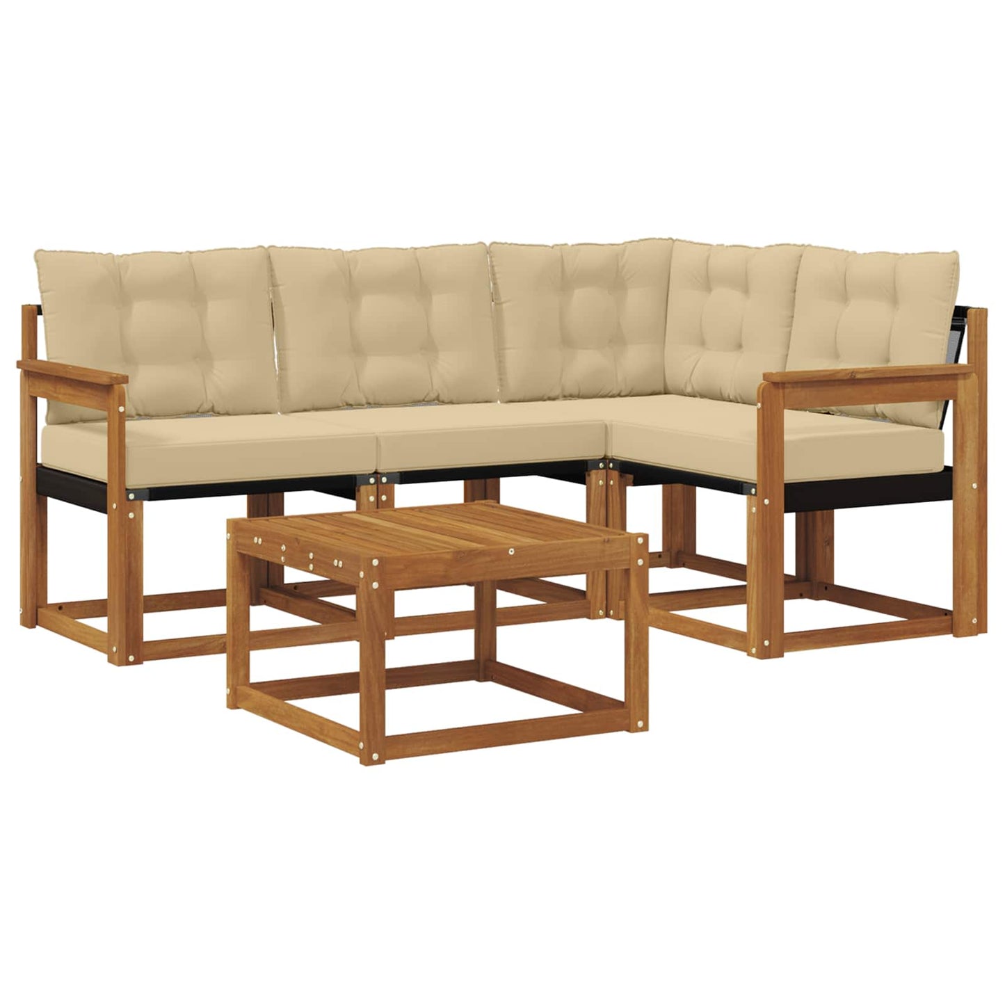 Outdoor-Sofagarnitur mit Kissen 5 pcs Natur und Beige
