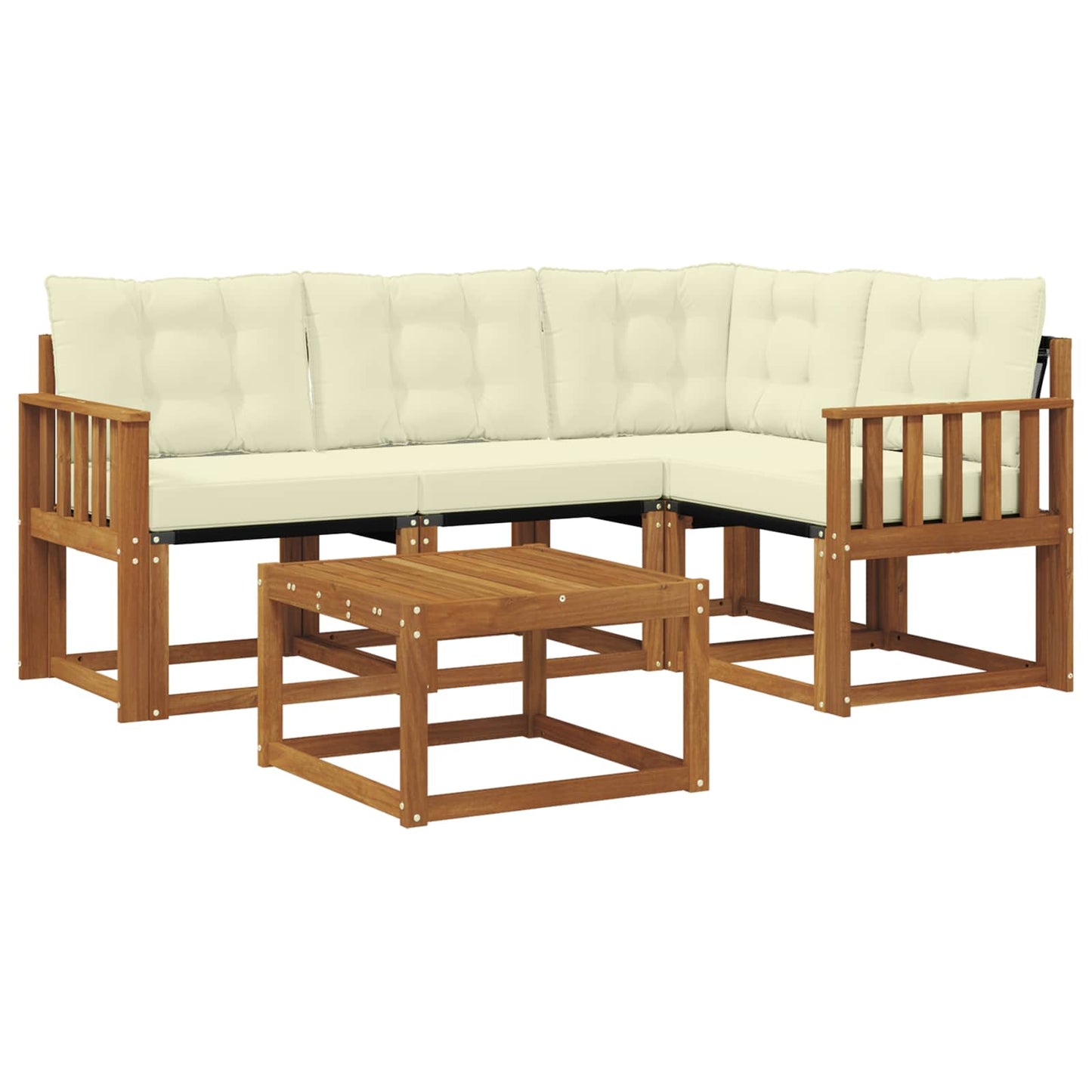 Outdoor-Sofagarnitur mit Kissen 5 pcs Natur und Creme