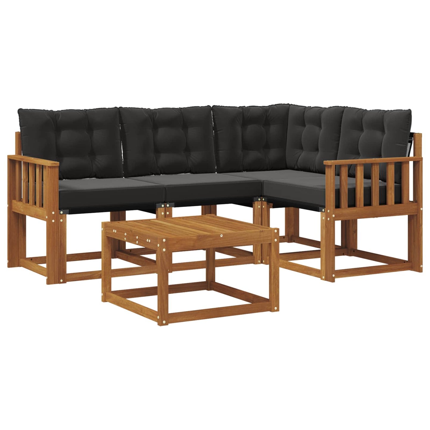 Outdoor-Sofagarnitur mit Kissen 5 pcs Natürlich und Schwarz