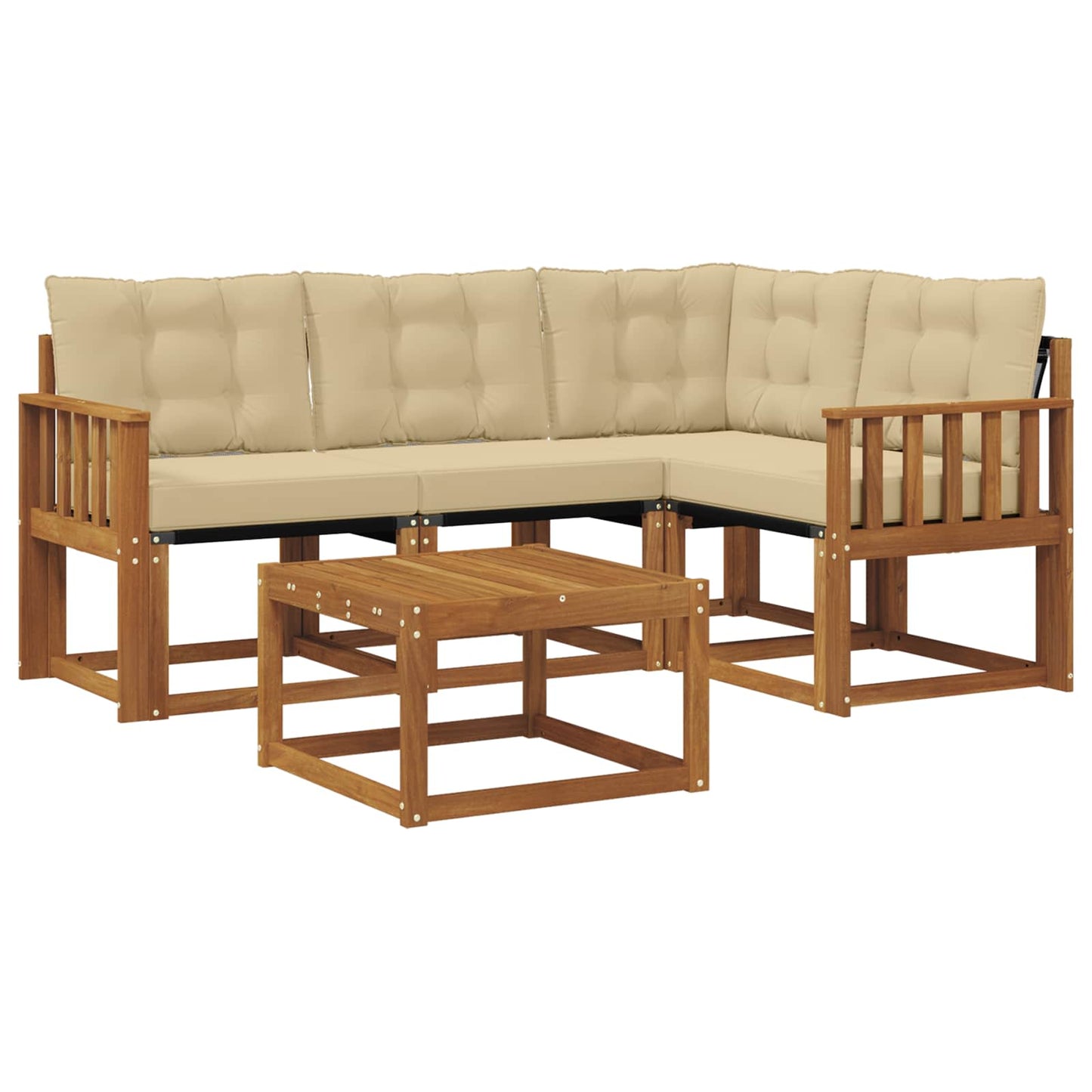 Outdoor-Sofagarnitur mit Kissen 5 pcs Natur und Beige