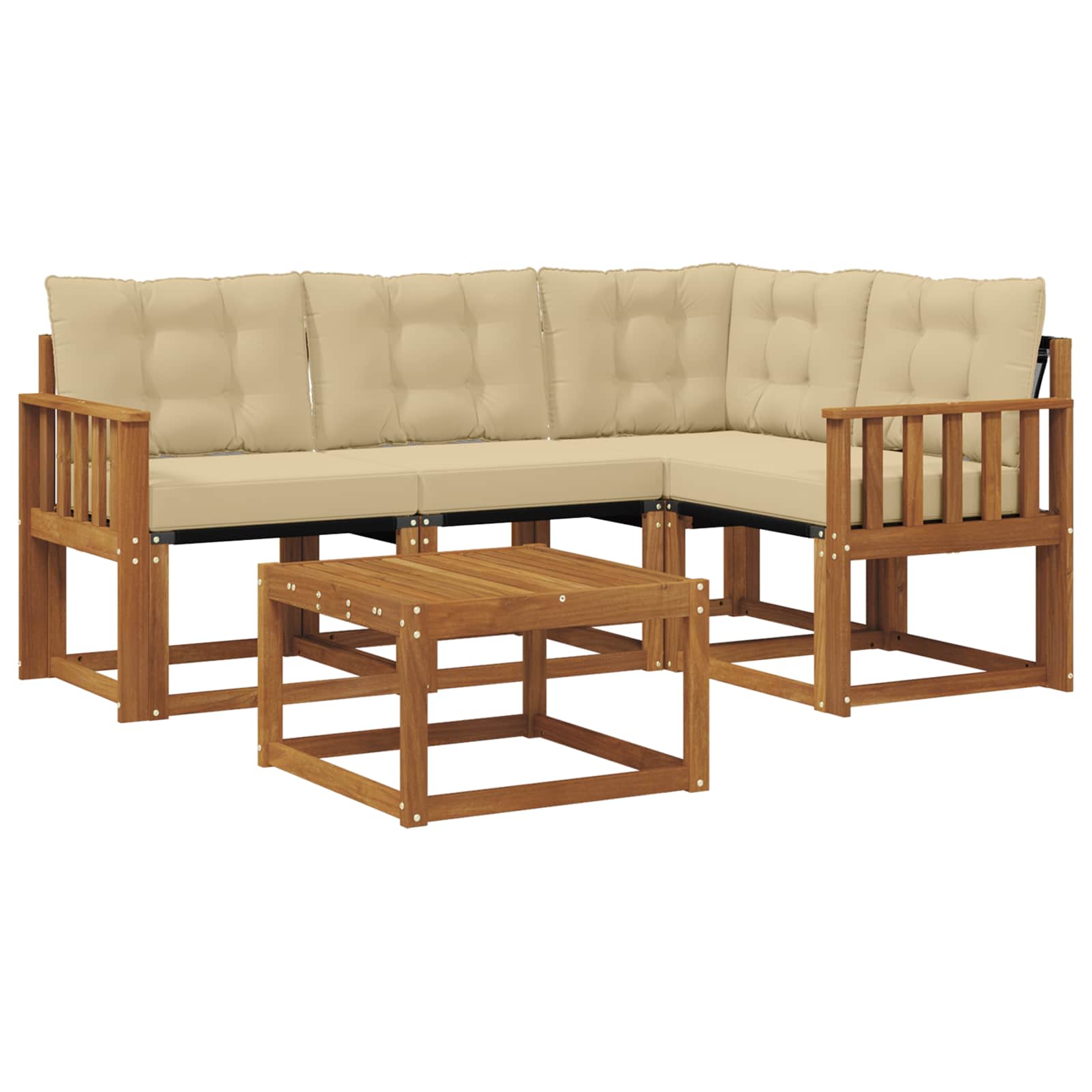 Outdoor-Sofagarnitur mit Kissen 5 pcs Natur und Beige