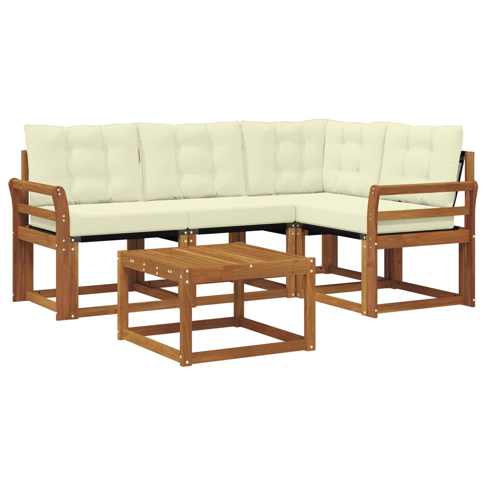 Outdoor-Sofagarnitur 5 stk. Natur und Creme