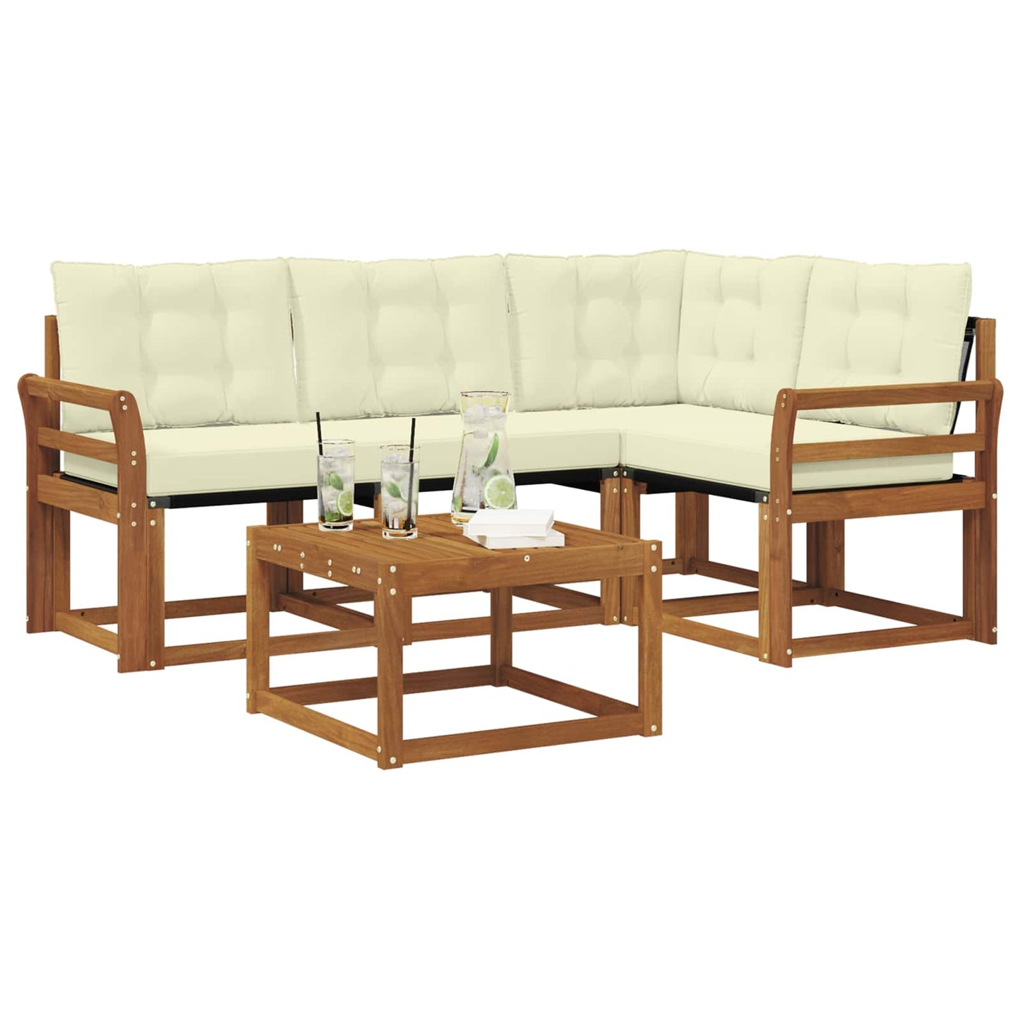 Outdoor-Sofagarnitur 5 stk. Natur und Creme