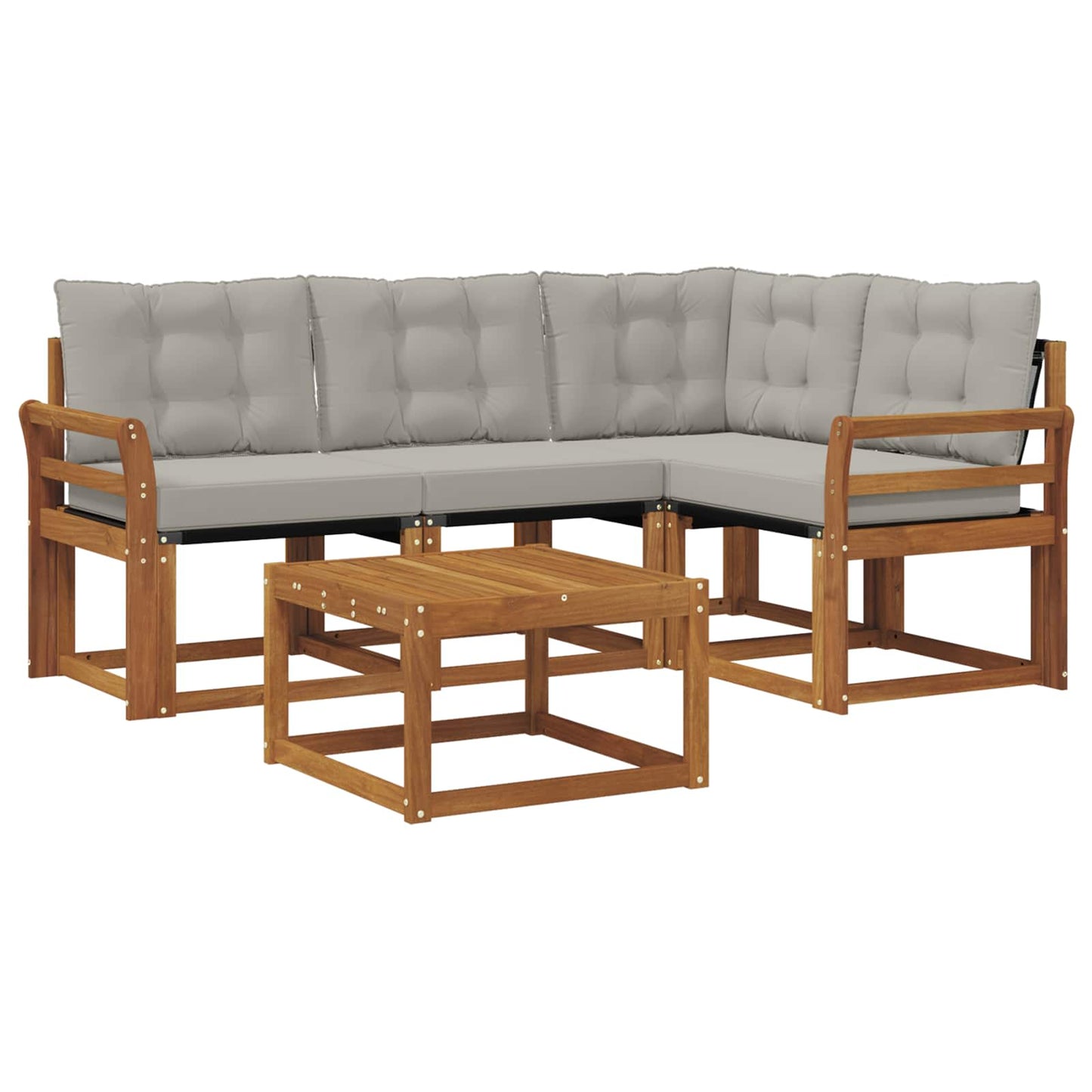 Outdoor-Sofagarnitur mit Kissen 5 pcs Natürlich und Hellgrau
