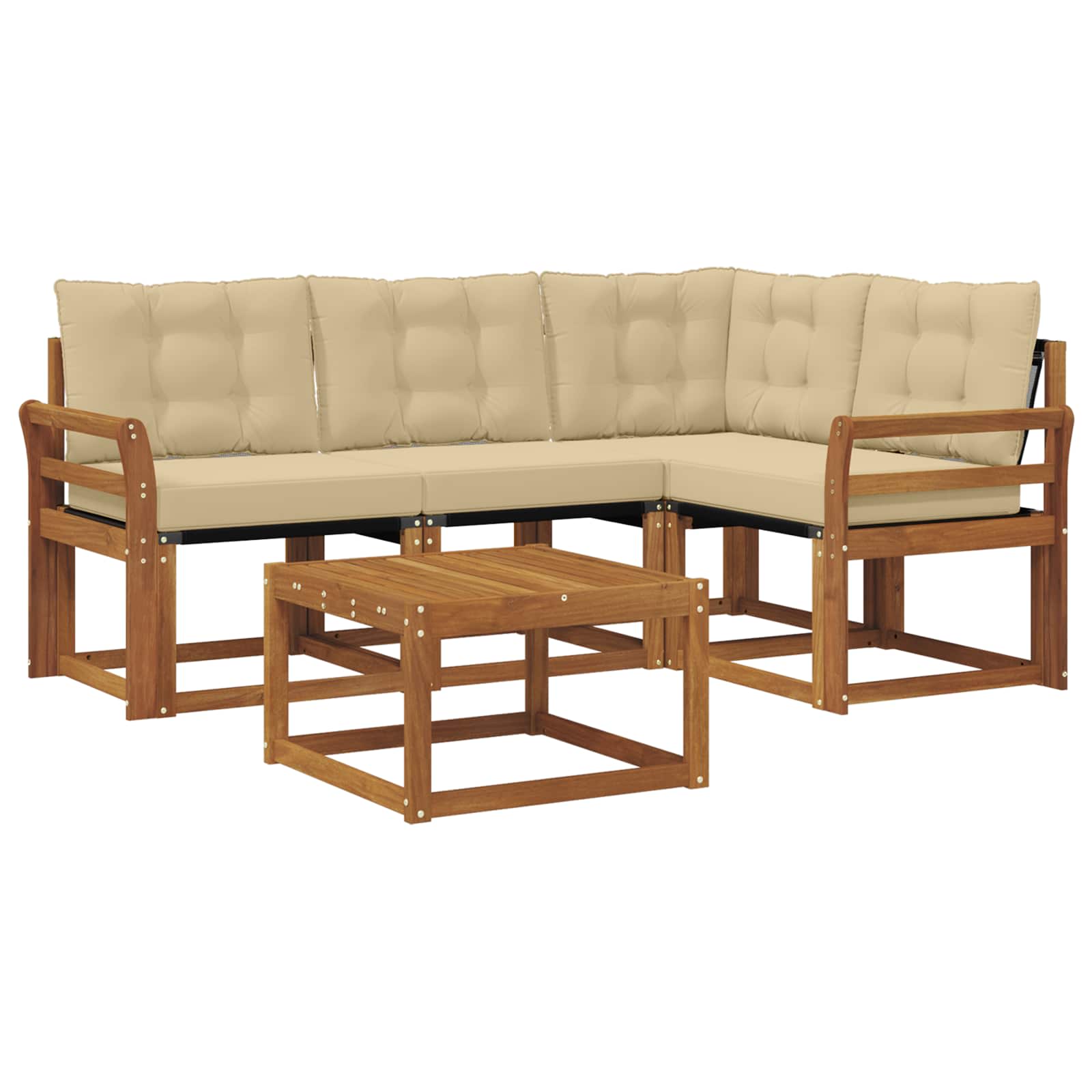 Outdoor-Sofagarnitur 5 stk. Natur und Beige