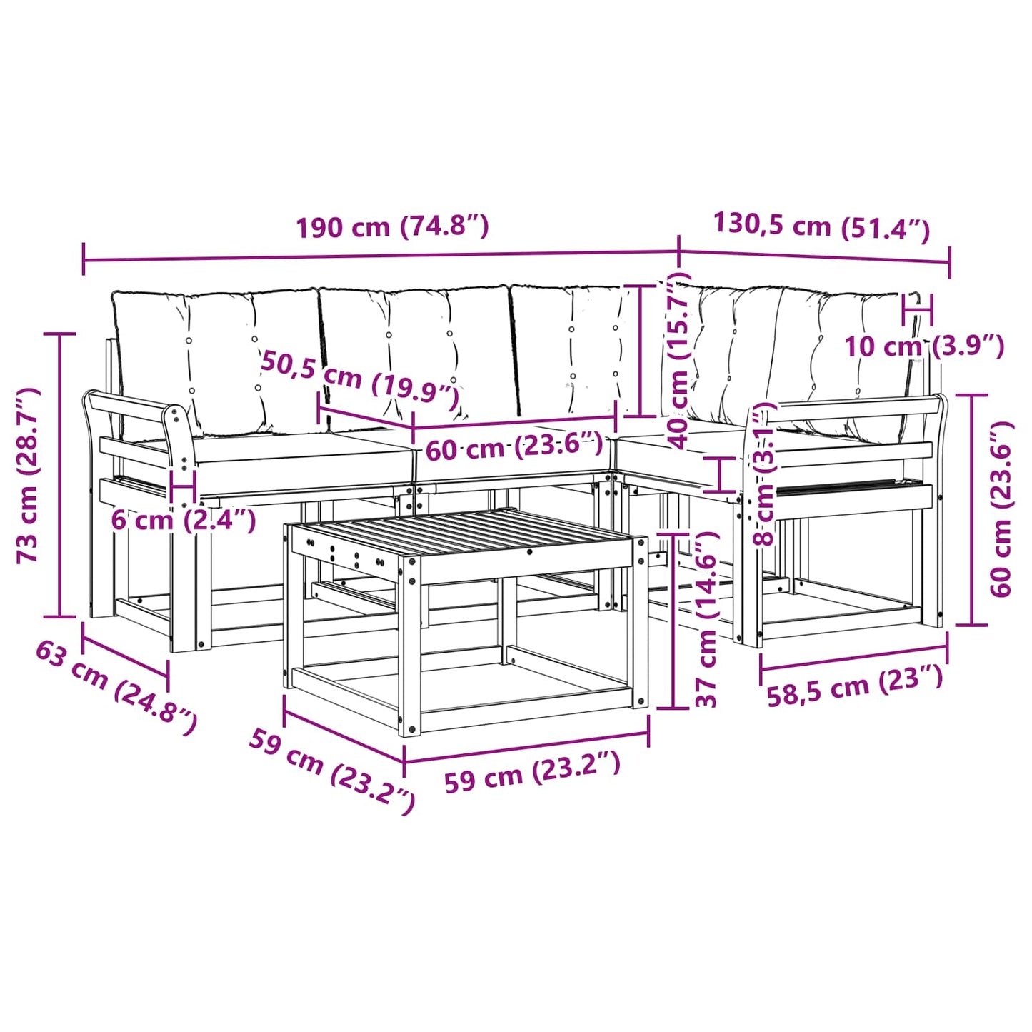 Outdoor-Sofagarnitur 5 stk. Natur und Beige