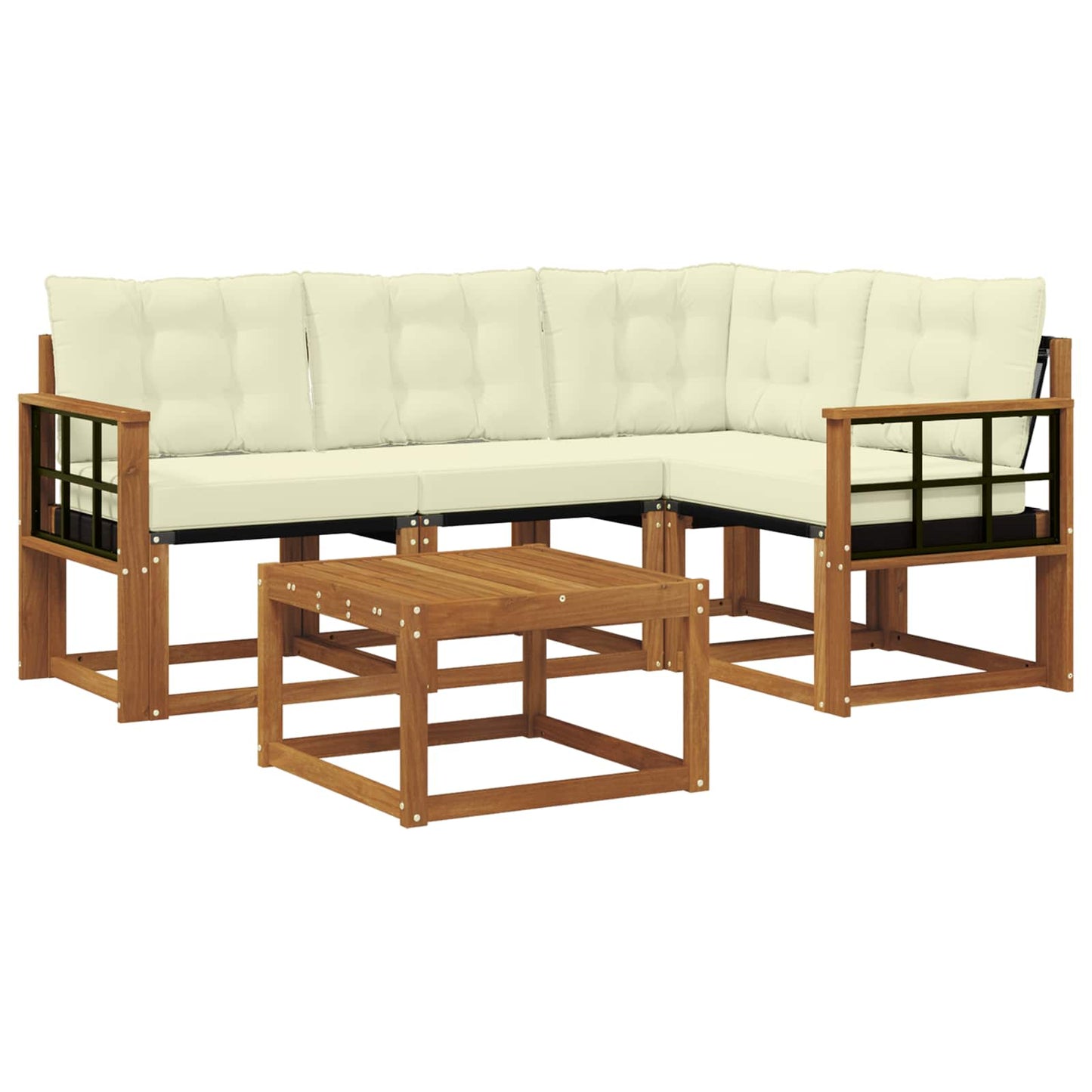 Outdoor-Sofagarnitur mit Kissen 5 pcs Natur und Creme