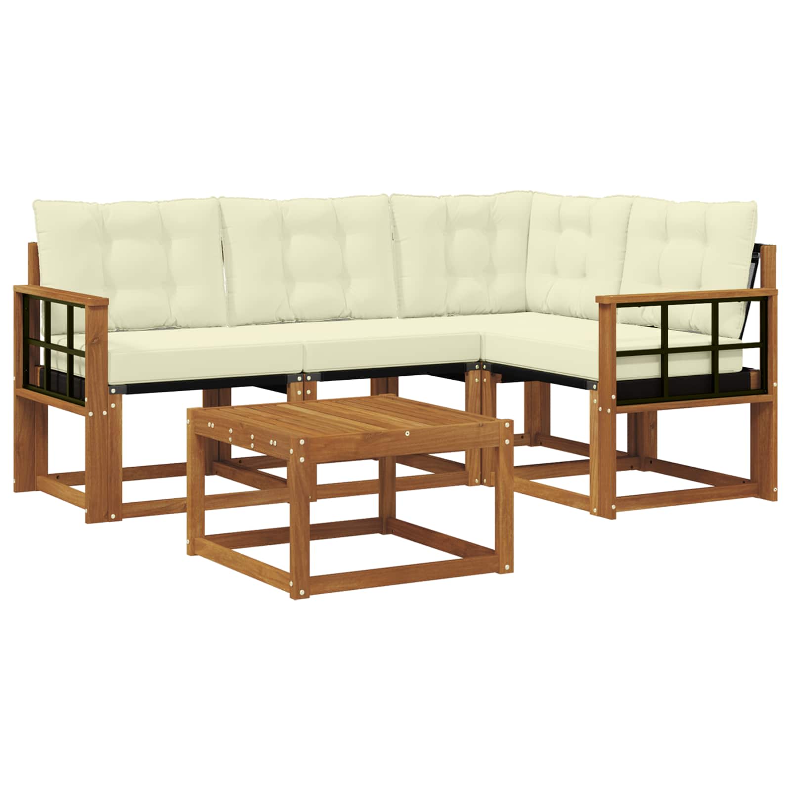 Outdoor-Sofagarnitur mit Kissen 5 pcs Natur und Creme