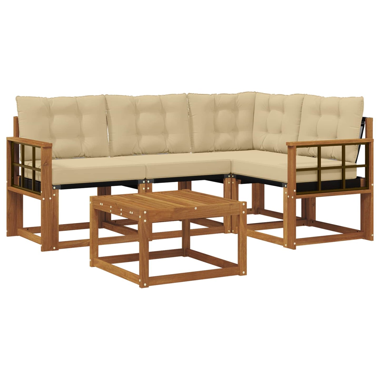 Outdoor-Sofagarnitur mit Kissen 5 pcs Natur und Beige