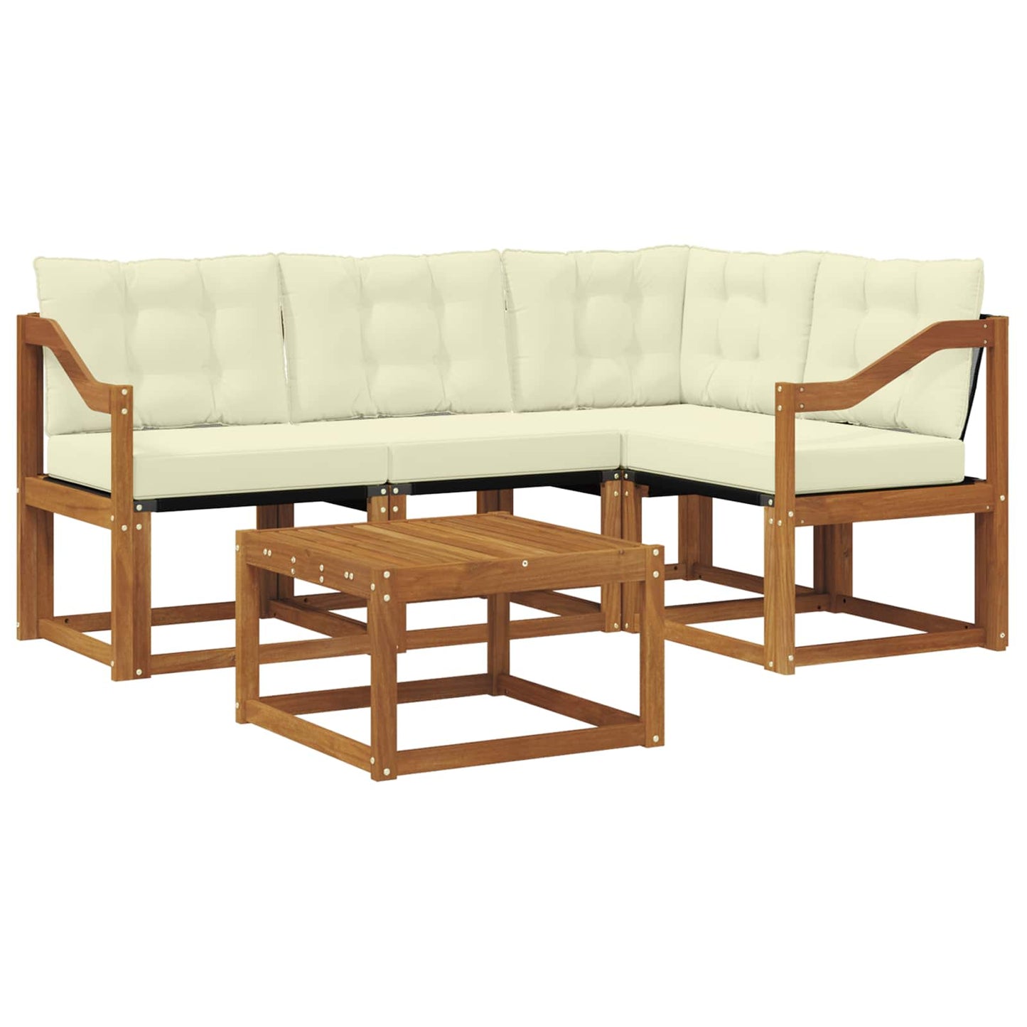 Outdoor-Sofagarnitur mit Kissen 5 pcs Natur und Creme