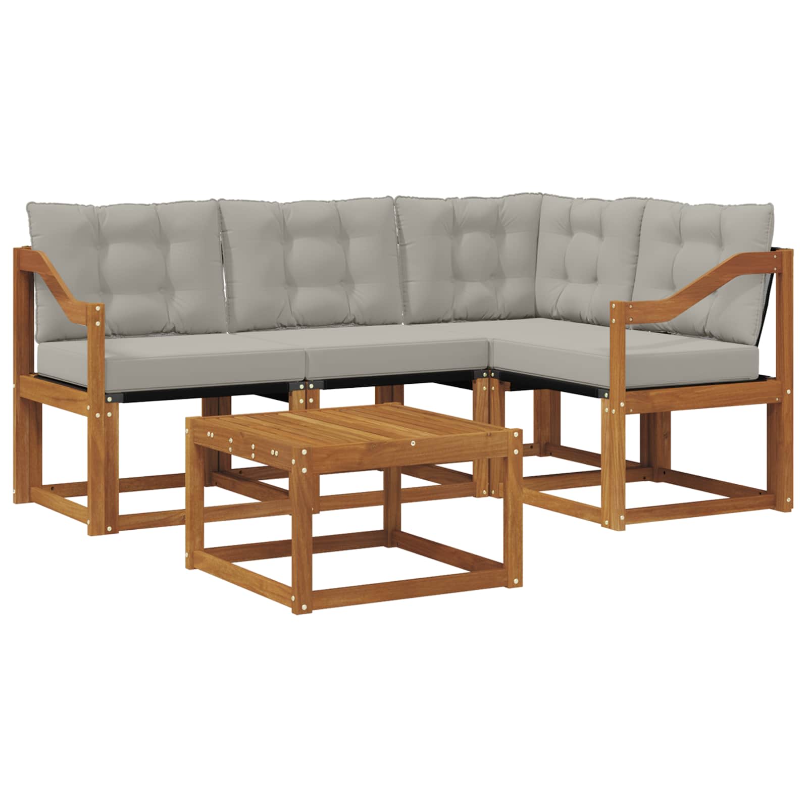 Outdoor-Sofagarnitur mit Kissen 5 pcs Natürlich und Hellgrau