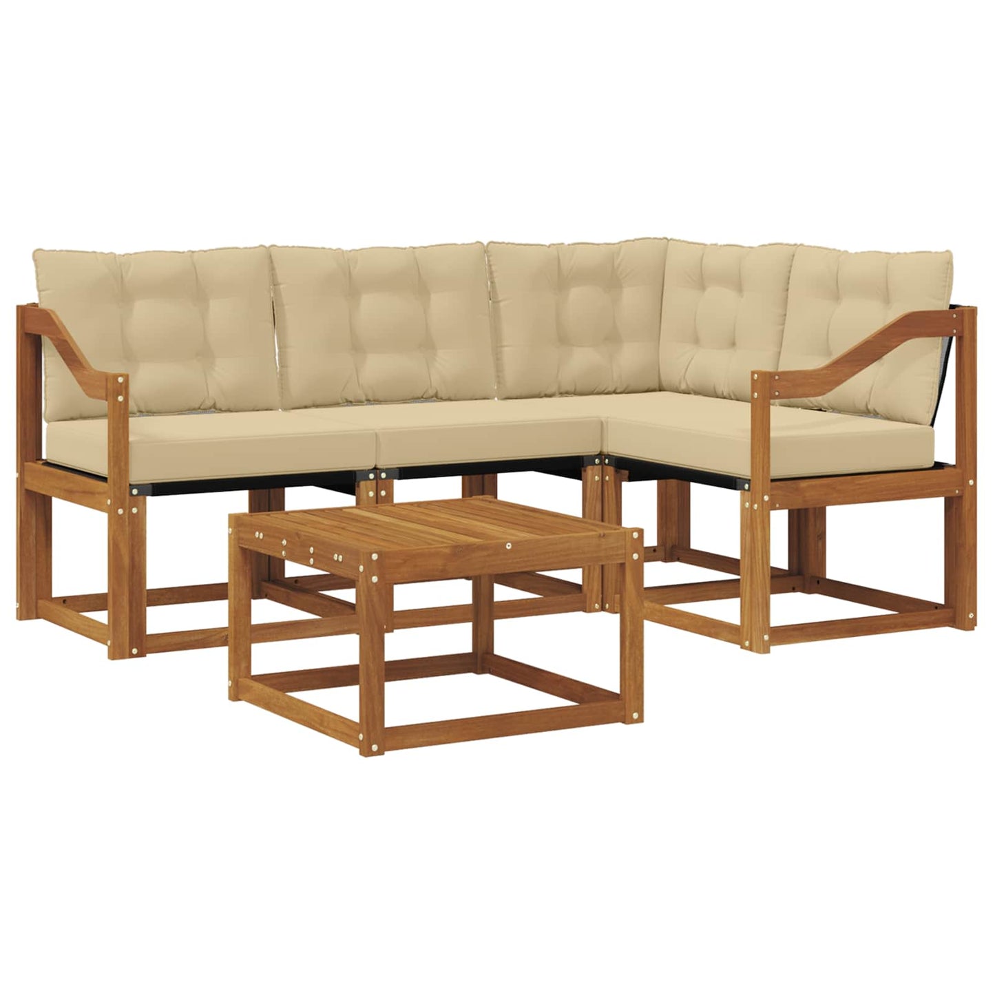 Outdoor-Sofagarnitur 5 stk. Natur und Beige