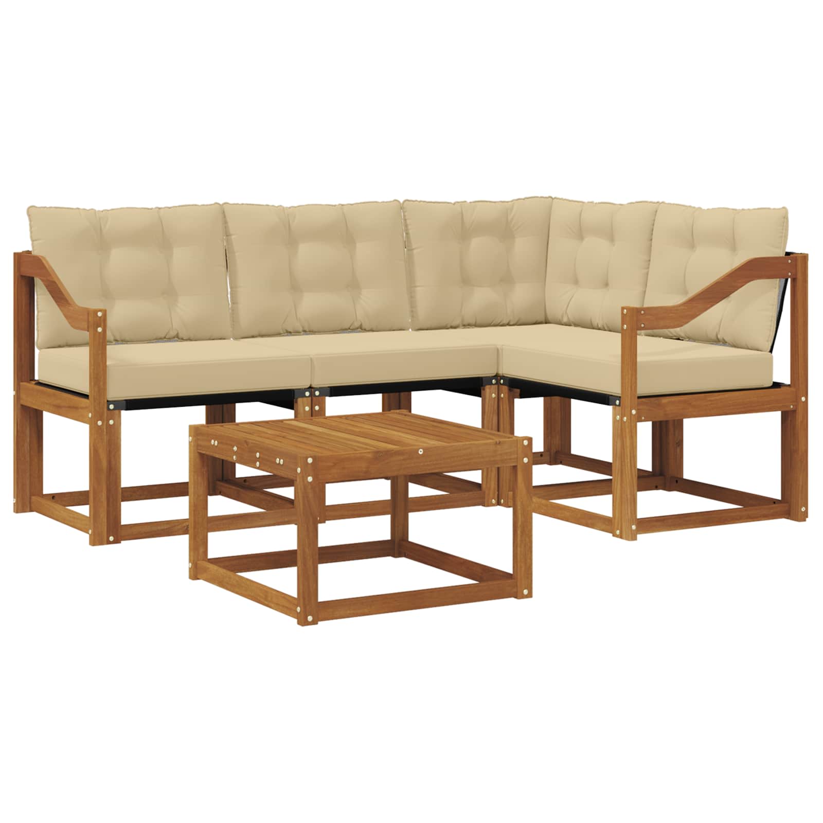 Outdoor-Sofagarnitur 5 stk. Natur und Beige