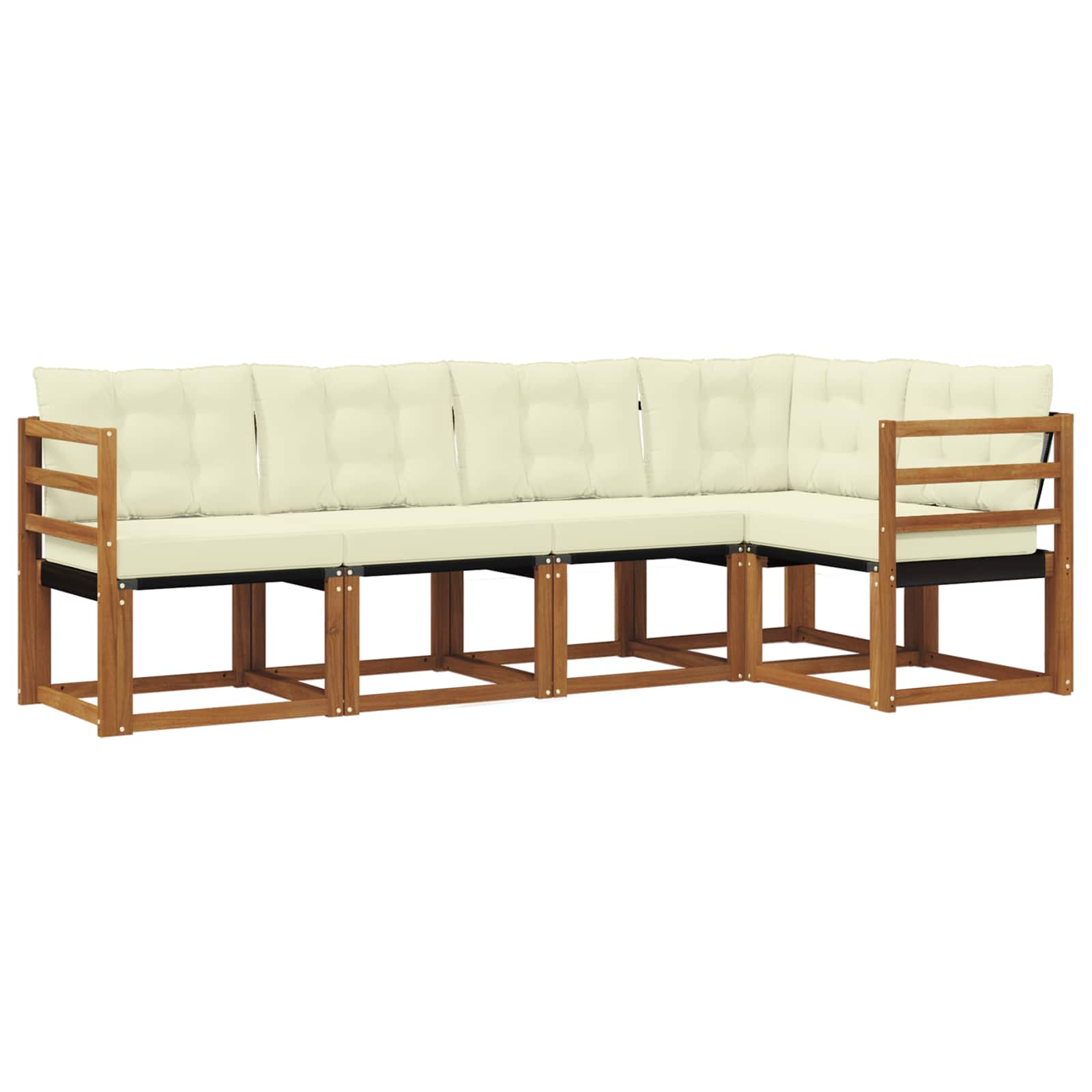 Outdoor-Sofagarnitur mit Kissen 5 pcs Natur und Creme