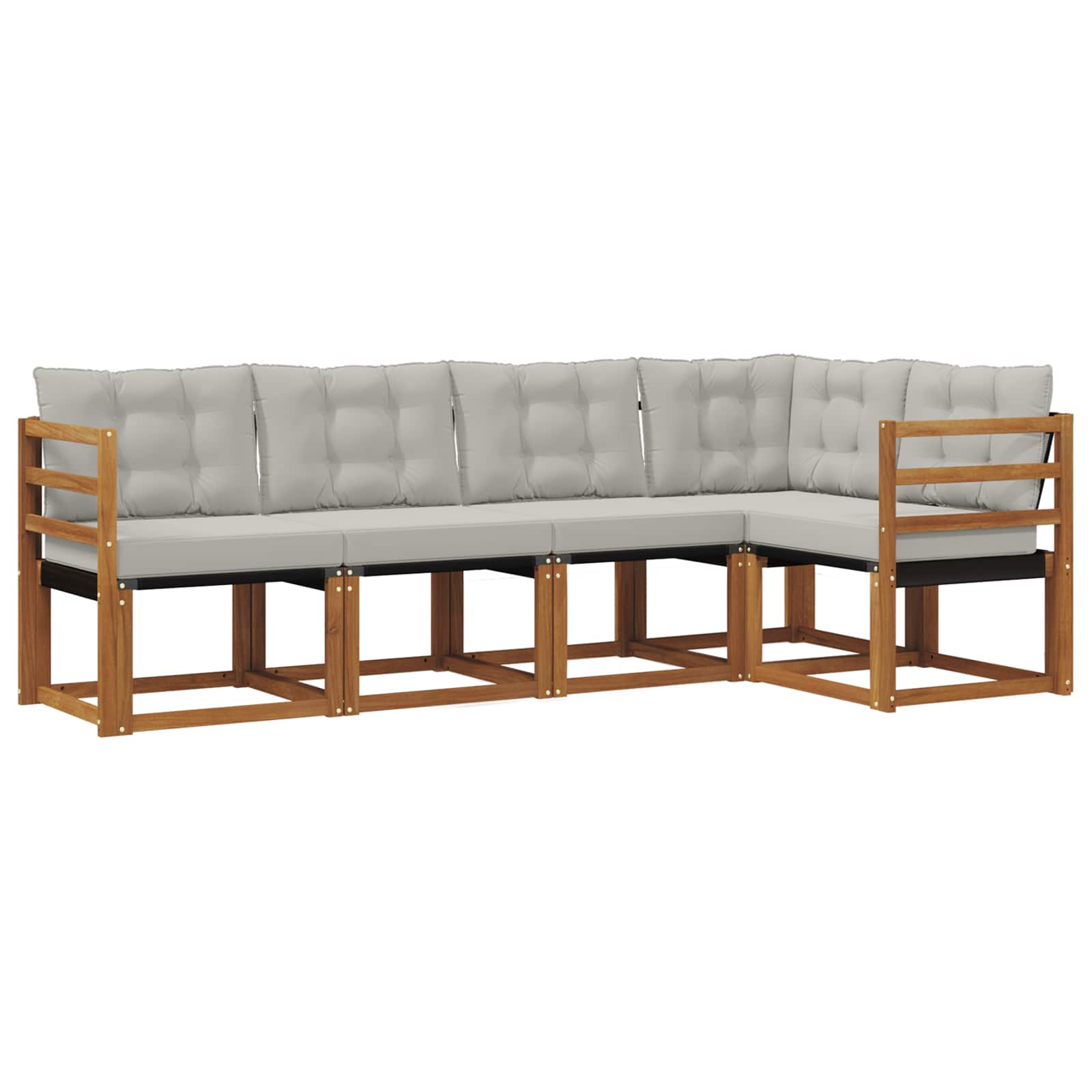 Outdoor-Sofagarnitur mit Kissen 5 pcs Natürlich und Hellgrau