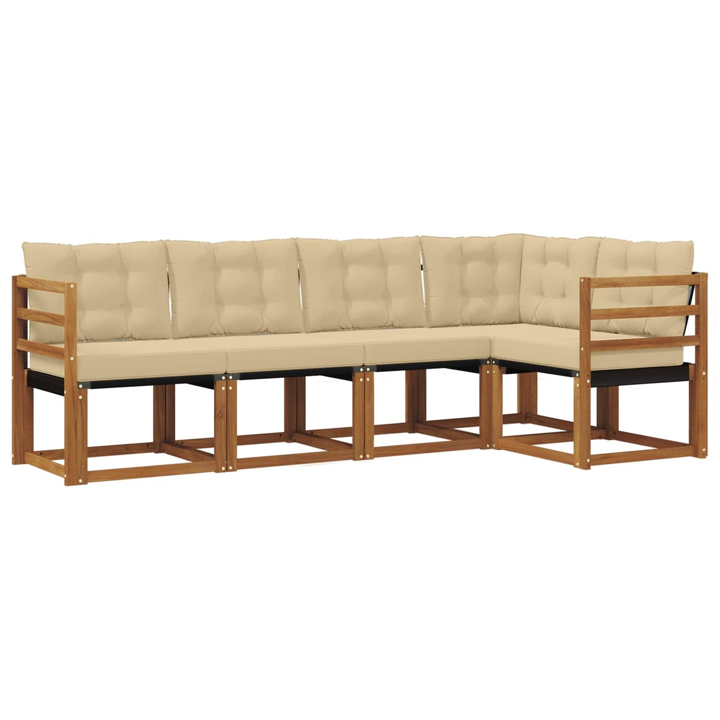 Outdoor-Sofagarnitur 5 stk. Natur und Beige