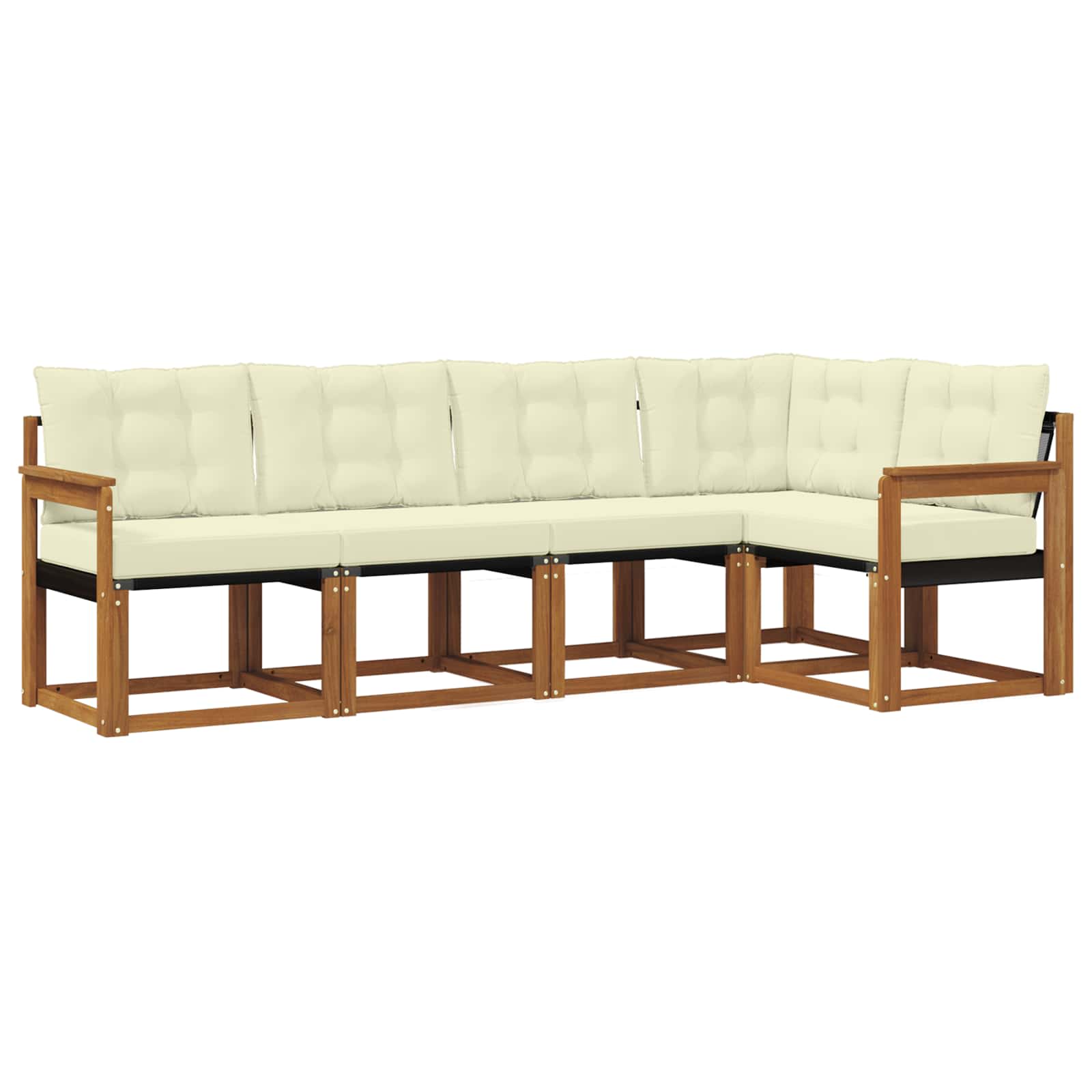 Outdoor-Sofagarnitur mit Kissen 5 pcs Natur und Creme