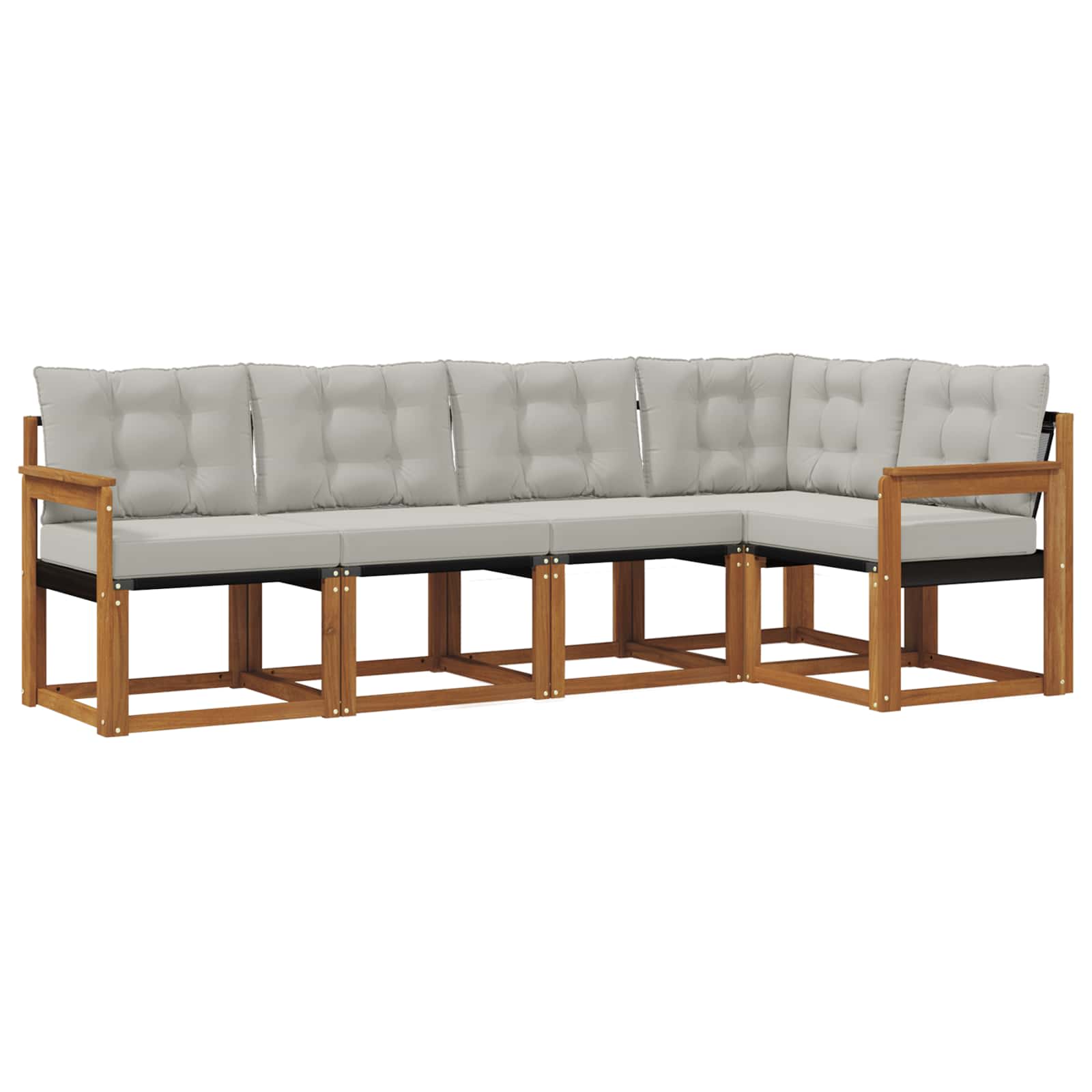 Outdoor-Sofagarnitur mit Kissen 5 pcs Natürlich und Hellgrau