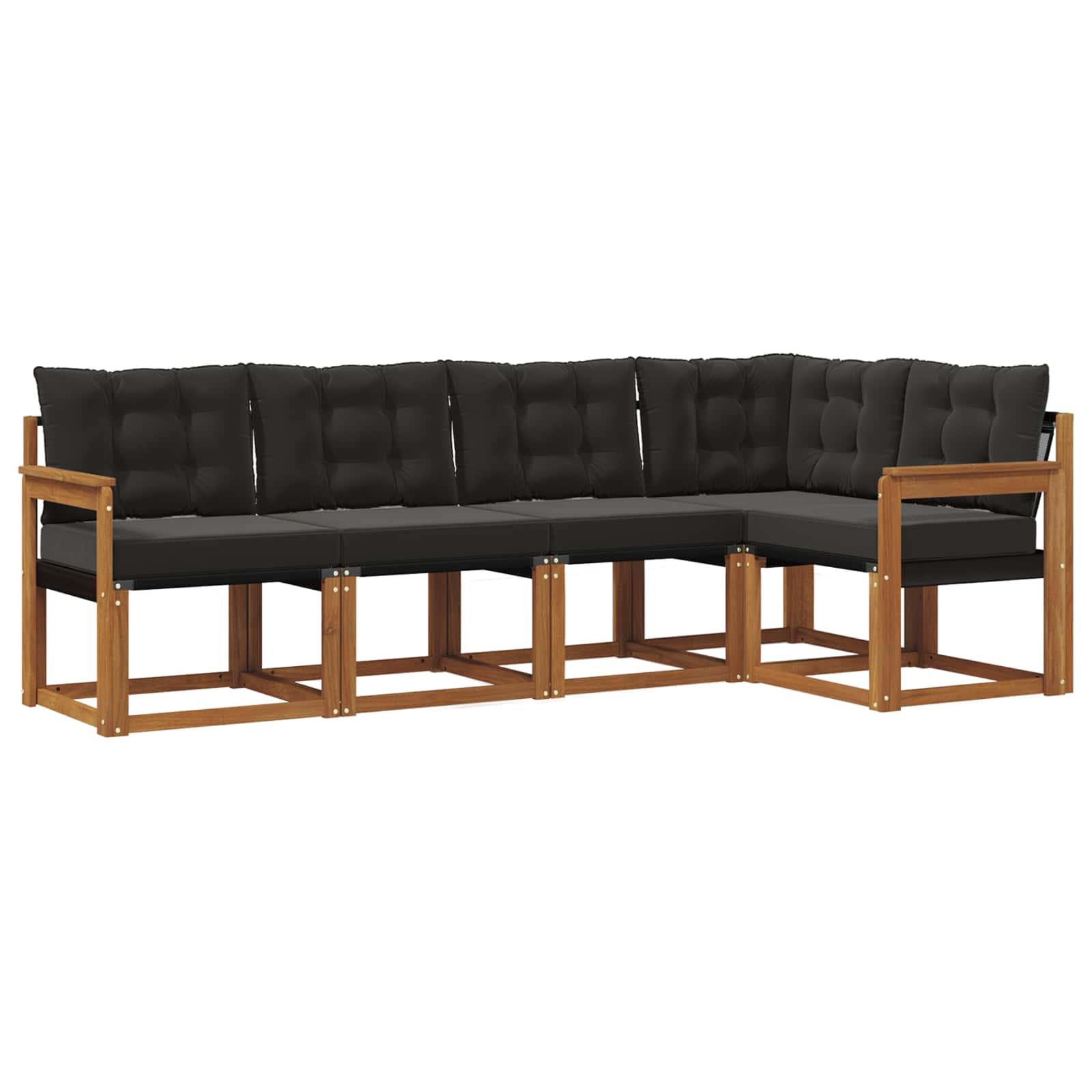 Outdoor-Sofagarnitur mit Kissen 5 pcs Natürlich und Schwarz