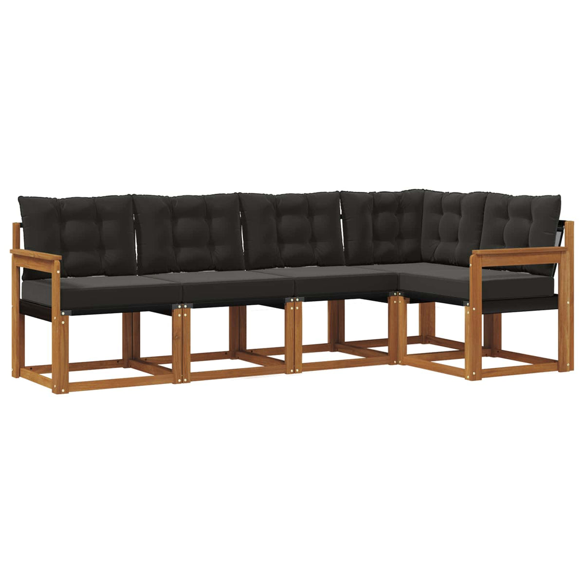 Outdoor-Sofagarnitur 5 stk. Natur und Schwarz