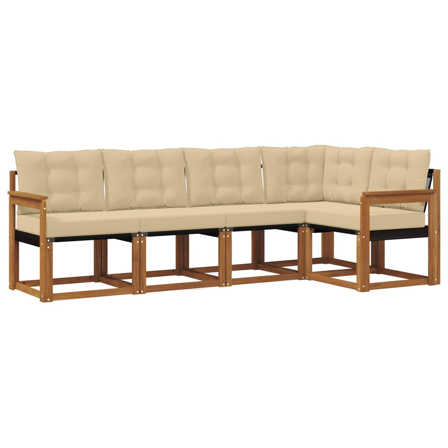 Outdoor-Sofagarnitur 5 stk. Natur und Beige